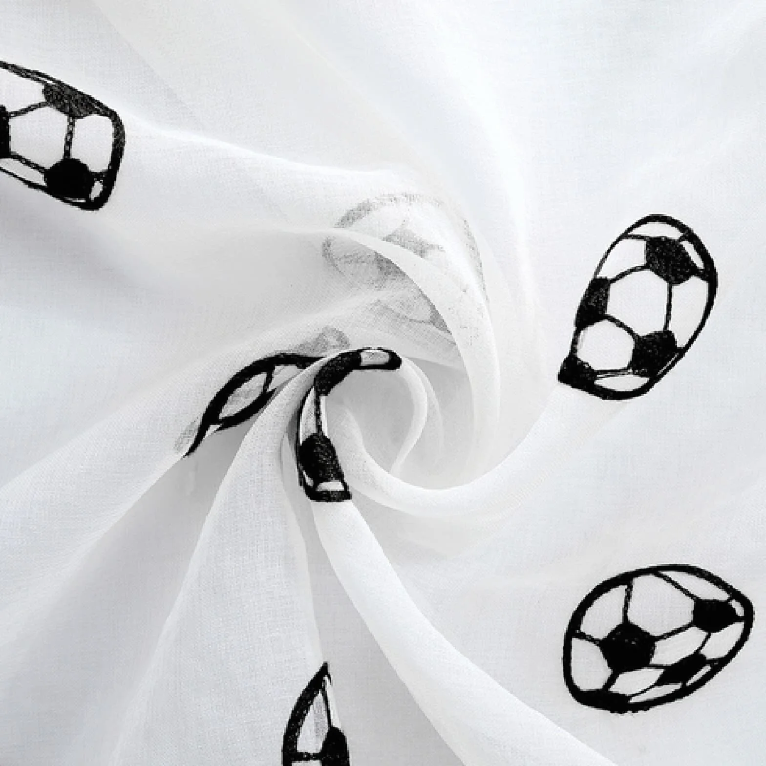 Cortinas Dormitorio Modernas Cortina Transparente Tul Fútbol Blanco 1Pcs W39In H51In