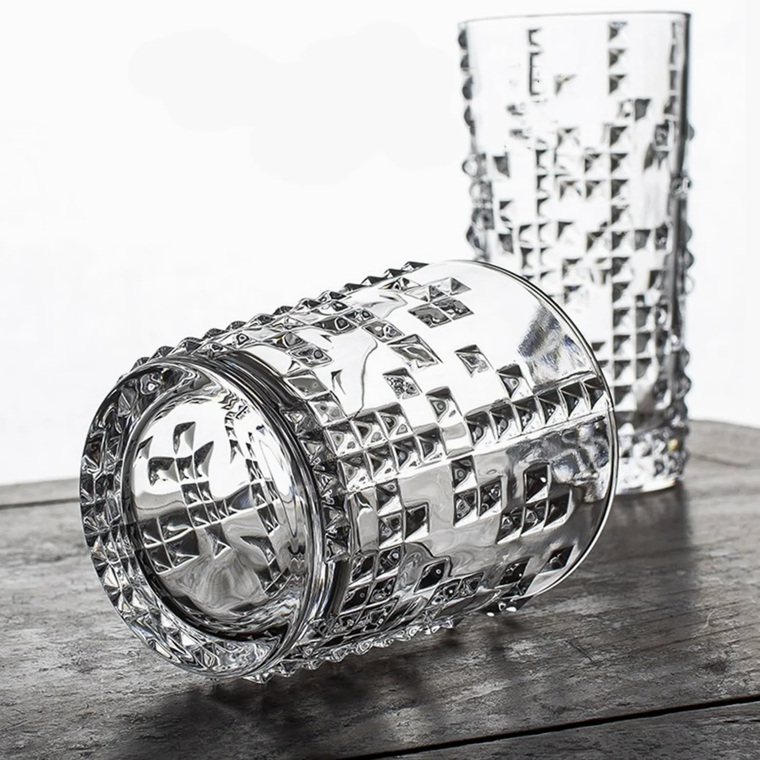vaso de agua Paquete de 2 vasos cristal transparente sin plomo(Pequeño)