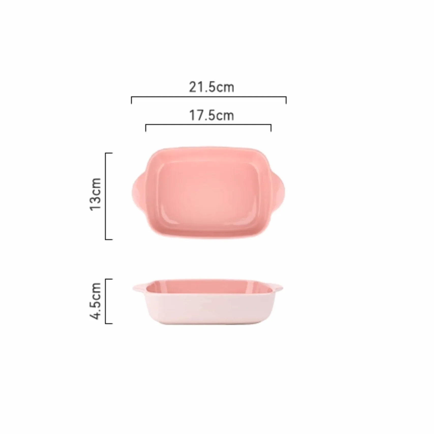 Fuente for hornear rectangular de cerámica con asas Universal(Pink,Pequeño)