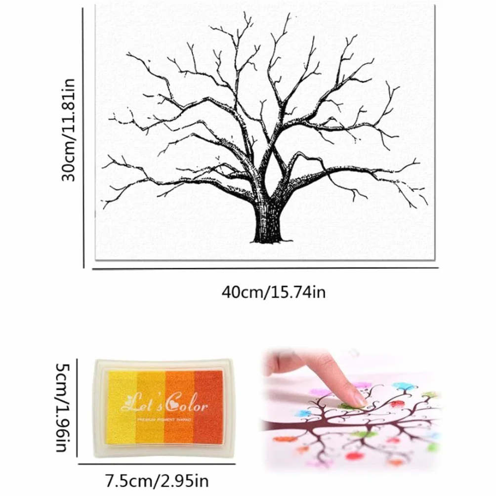 LOVIVER Boda, Huella de Digital, árbol, Pintura de, Firma de Bodas, Libro de, Amarillo, Individual