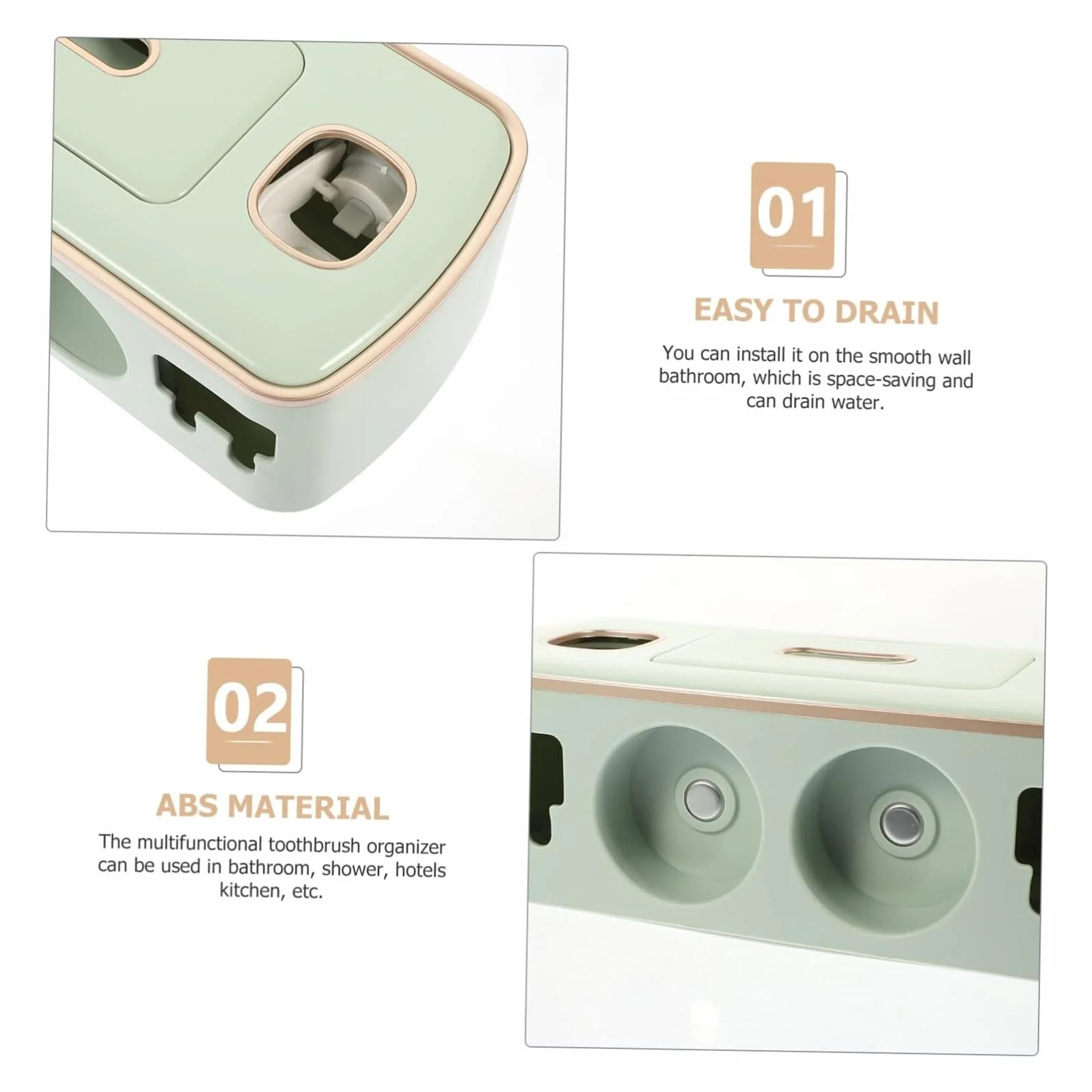 Soportes para cepillos de Dientes Bathroom Essentials - Estante de Almacenamiento for Montaje en Pared, dispensador Pasta Dientes, Soporte for Cepillo Organizador de Accesorios