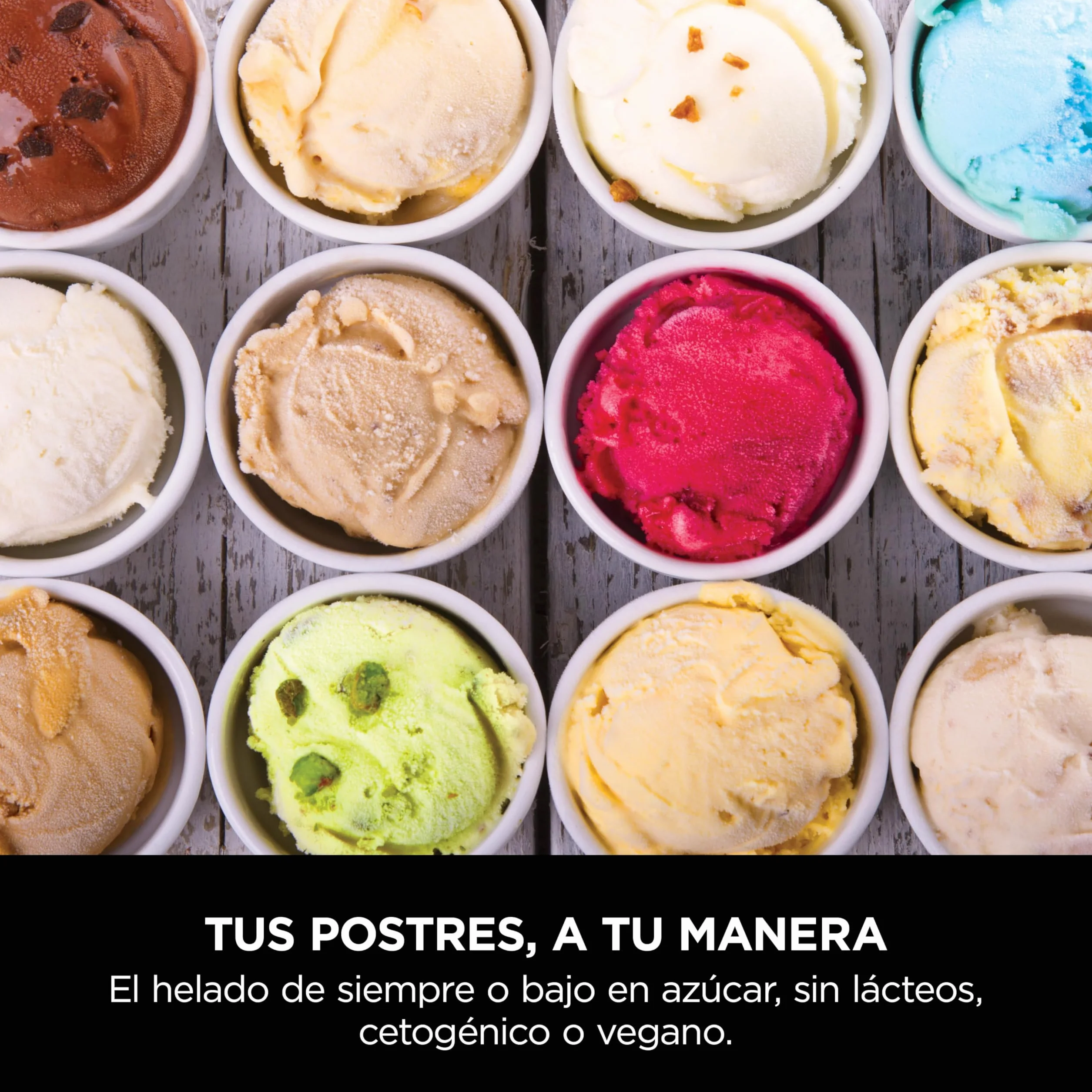 Ninja CREAMi Heladera Eléctrica Multifunción - 7 Programas para Helado, Gelato, Sorbete, Smoothie Bowls y Batidos - 2 Tarrinas con Capacidad Total de 1,4 l - Negro y Plata, NC302EU