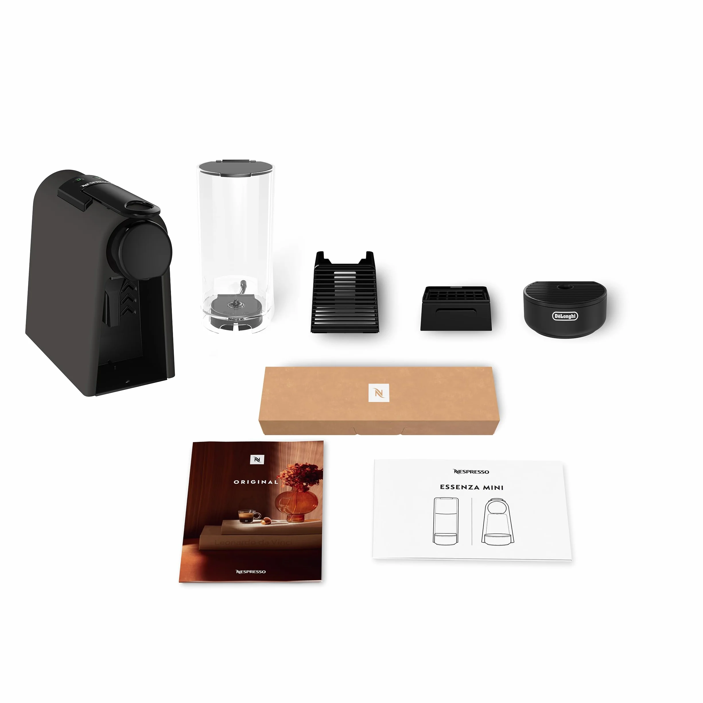 De'Longhi Nespresso Essenza Mini EN85.BKMT, Máquina de Café Automática, Máquina de Cápsulas para una Taza, Set de Bienvenida Incluido, Diseño Compacto, Presión 19 Bares, 1150W, Negro Mate