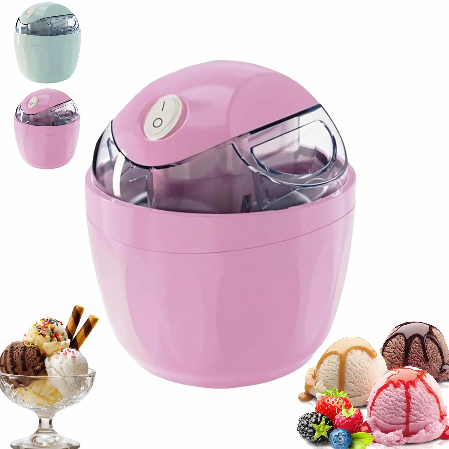 Mini máquina eléctrica de helado, 500 ml, máquina de postre casera de un solo toque, diseño compacto para golosinas congeladas caseras, ideal para fiestas y uso en la cocina