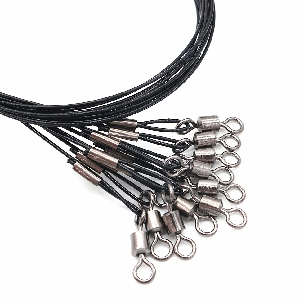 Líderes de alambre de acero inoxidable para pesca 150 libras 19 pulgadas negro