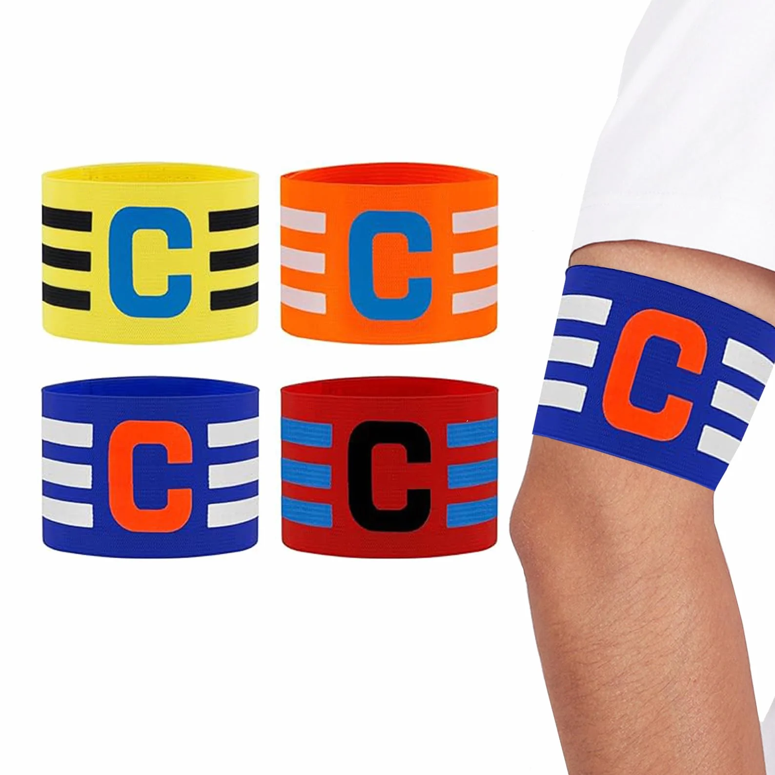 Brazaletes de Capitán de Fútbol Ajustables para Niños, Adultos y Jóvenes