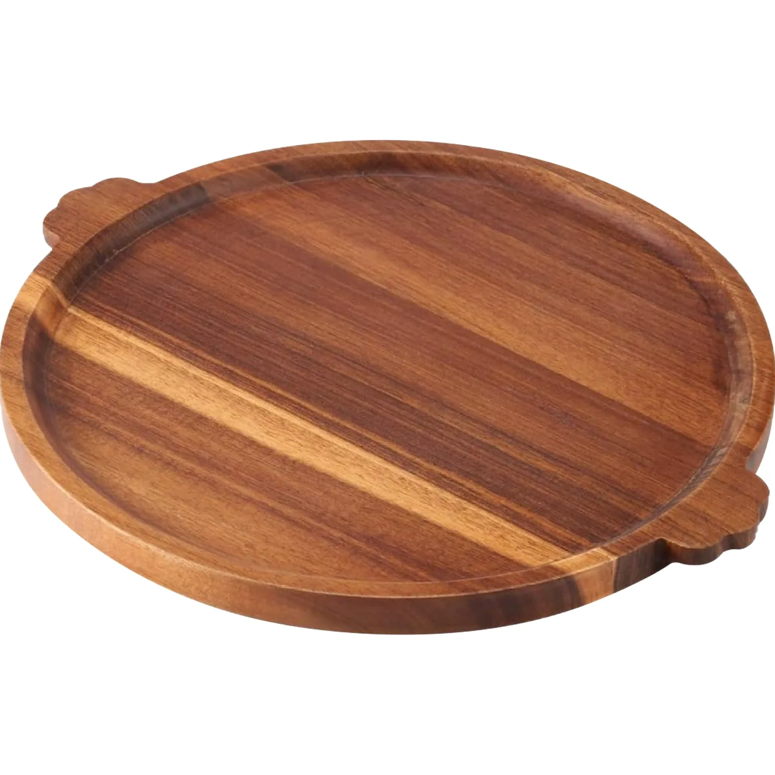 COLLBATH Bandeja Redonda Grande de Madera para Servir - Bandeja Circular de Madera con Asas - Plato Redondo para Servir Desayuno, Bebidas y Aperitivos en la Mesa del Comedor.