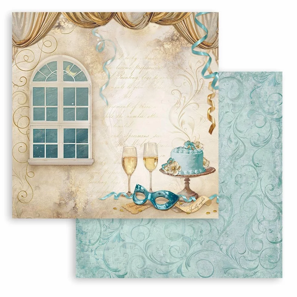 Stamperia - Scrapbook Paper Pad for Scrapbooking, Albums, Card Making, Bullet Journalling and More, Acid Free, Double-Sided, Perfect for Hobbies, Crafts, and Gifting (Masquerade) (30.5 x 30.5cm)