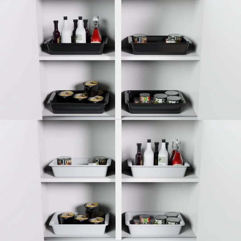 Cesta de Almacenaje Caja Cubeta de Plástico para Almacenamiento Ideal para Cocinas, Armarios, Oficinas, Organización de Cajones (Blanco, 2 litros)