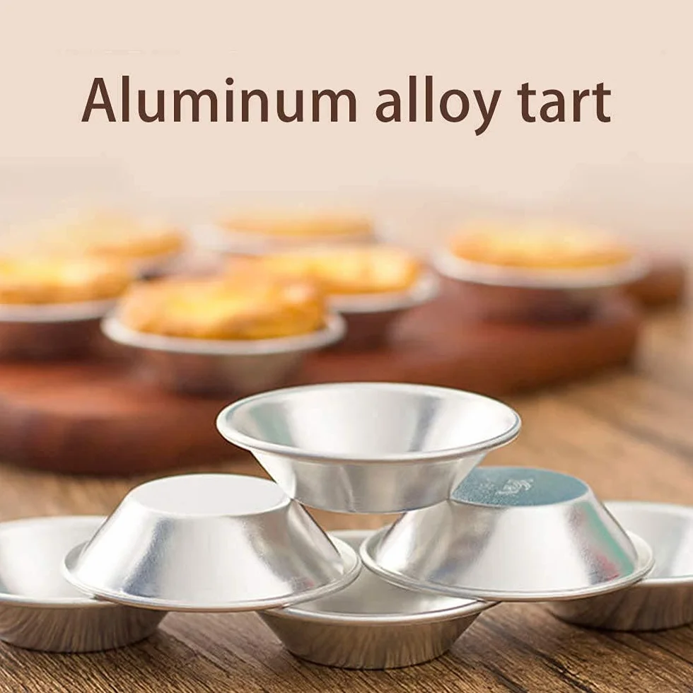 20 Piezas Latas para Tarta de Huevo, Latas de Aluminio para Hornear, Pastel de Bandejas de Papel de Aluminio, Molde de Aluminio Tarta de Huevo en Tono Plateado, para Tartas Pequeñas, Tartas
