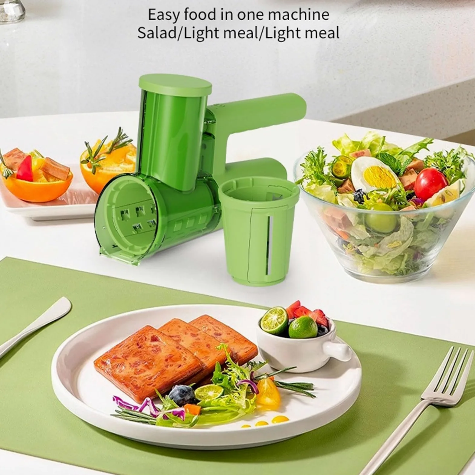 Rallador eléctrico de verduras con 3 funciones para cortar rallar y triturar, diseños seguros, herramienta de cocina fácil