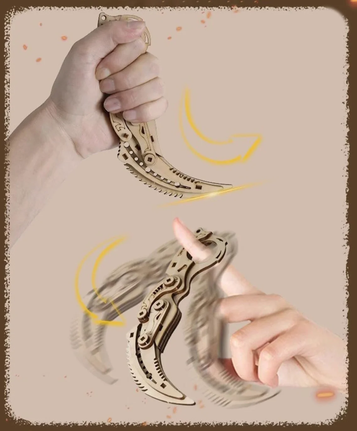 Cuchillo Karambit Madera Rompecabezas CSGO Mariposa Balisong Entrenador Falso Caza Bolsillo Gravedad Regalos Originales
