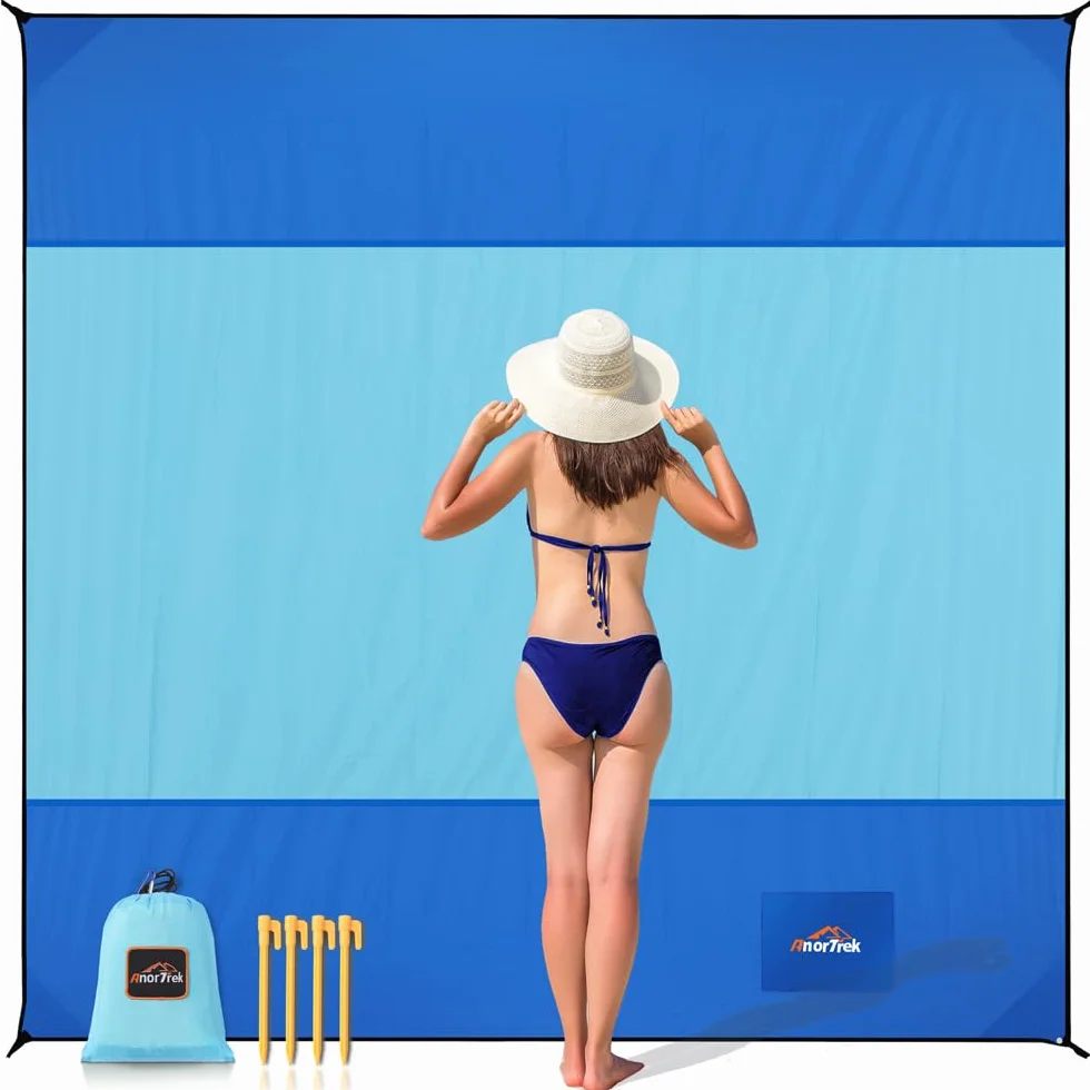 AnorTrek Toalla de Playa Impermeable Extra Grande 200 x 200 cm Secado rápido