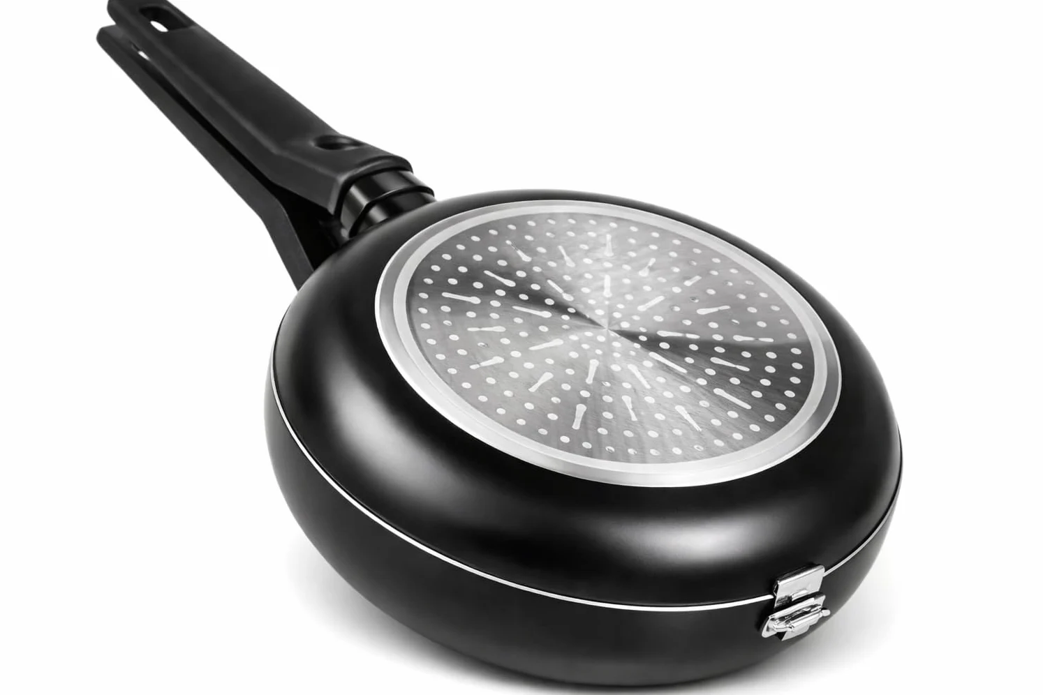 LS Kitchen - Doble Sartén Voltea Tortillas Volteo Fácil y Seguro - Sarten para Tortilla Patatas Jugosa - Sarten Doble para Tortillas - Vitro e Inducción - Diámetro 24 cm - Negra