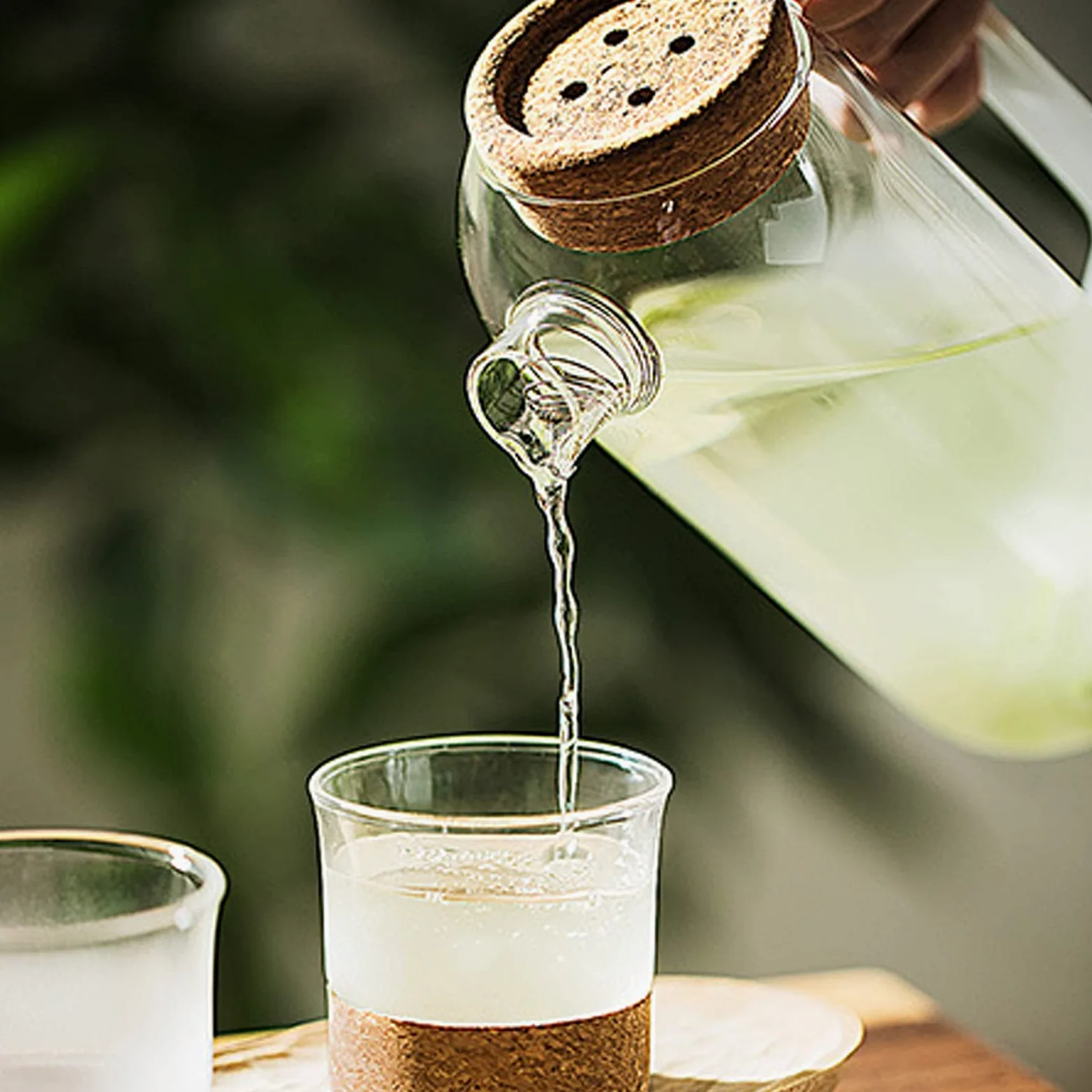 Jarra Agua Fria Jarra de vidrio creativo con alto contenido de vidrio de borosilicato de alta presión con mango para leche, jugo y bebidas caseras Jarra Agua Detox Frutas ( Size : Large )