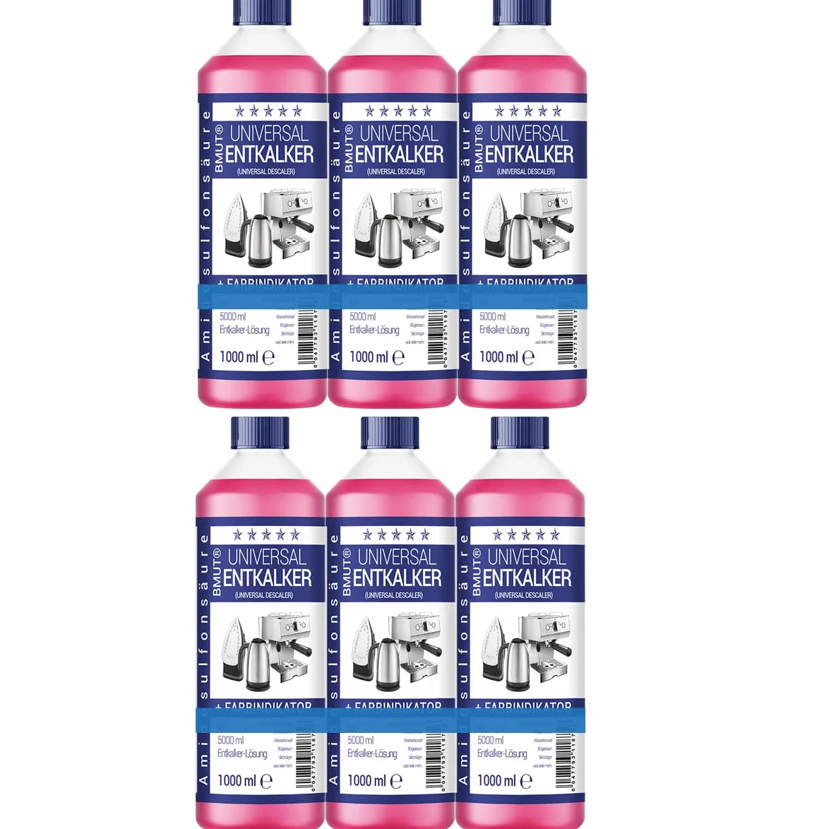 Descalcificador universal de 1000 ml para cafeteras automáticas y máquinas de café, para 8 operaciones de descalcificación 125 ml cada una, 6 botellas
