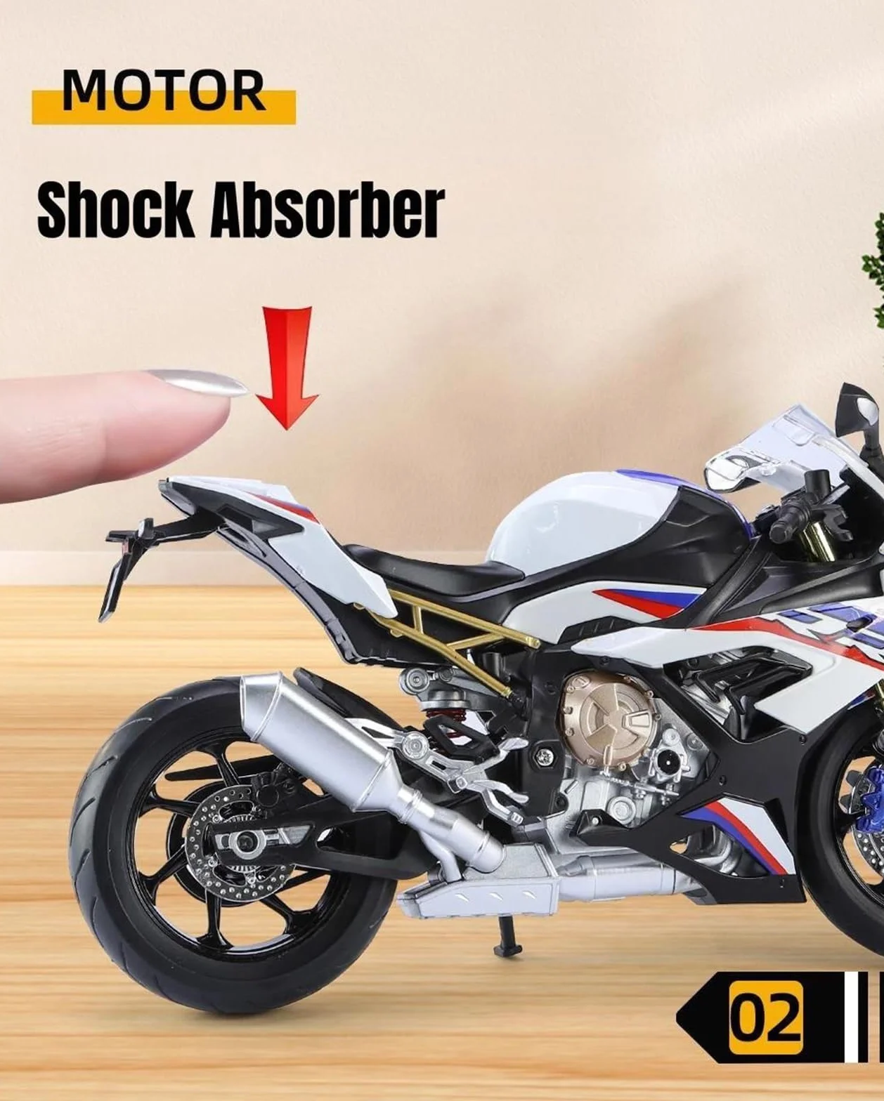 Modelo a escala de moto Moto De Juguete Iluminada, Modelo En Miniatura Metal Fundido A Presión A Escala 1/9, Regalo Colección Para BMW S1000RR S 1000RR S1000 RR