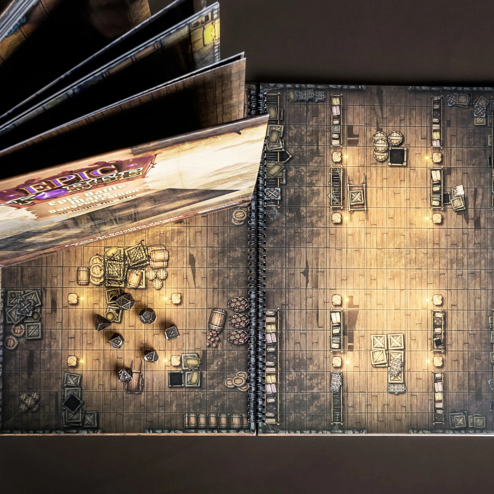 Epic Forge - Tablero de Mesa para Juegos: Mazmorras (305 x 420 mm), Formato A3, Rojo y marrón