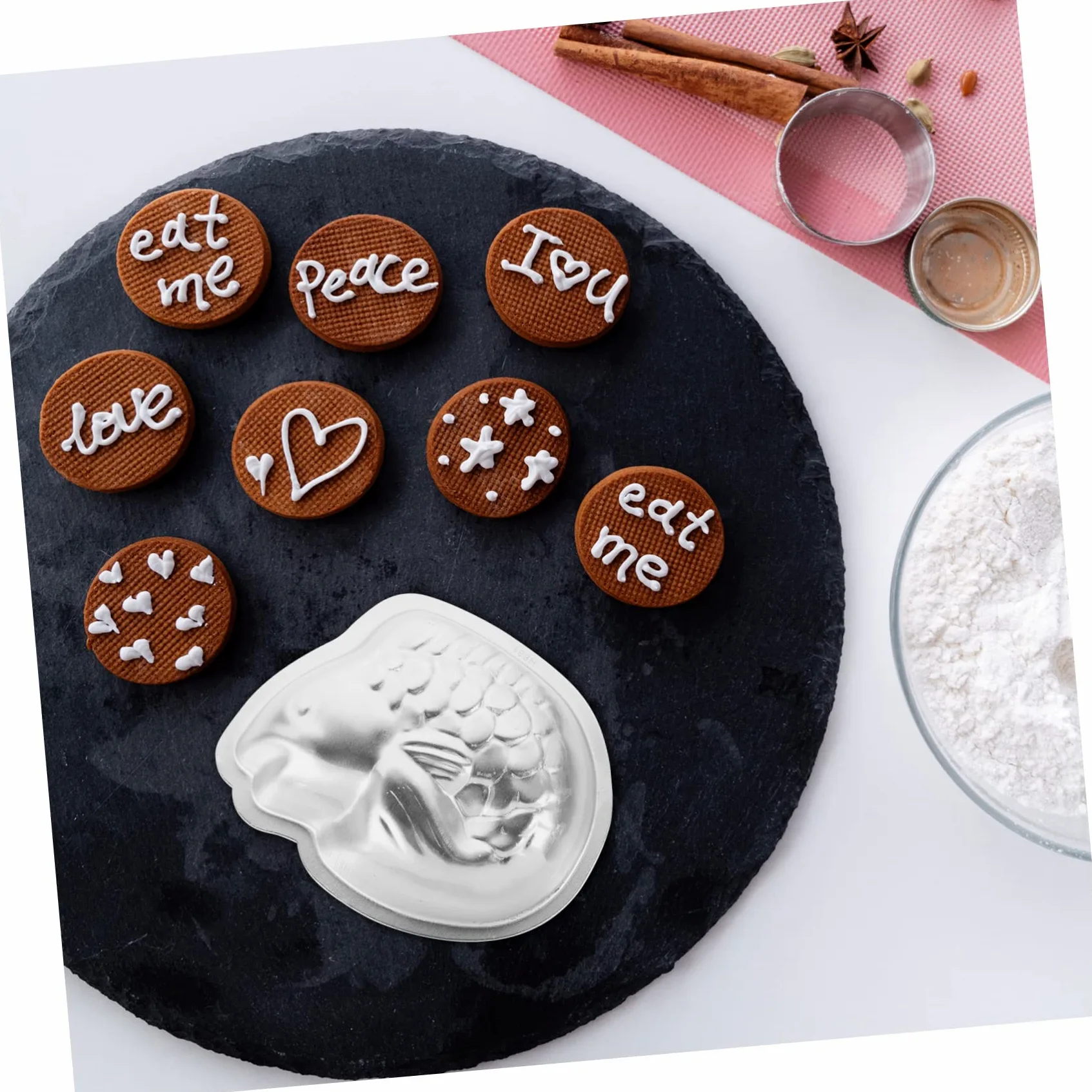 Amosfun 10 Piezas Molde De Pastel De Arroz Sartenes Para Tarta Molde Artesanal De Sugarcraft Pasta De Azúcar Horneado De Pescado Horneado De Pasteles Pastelitos Silver Aleación De Aluminio