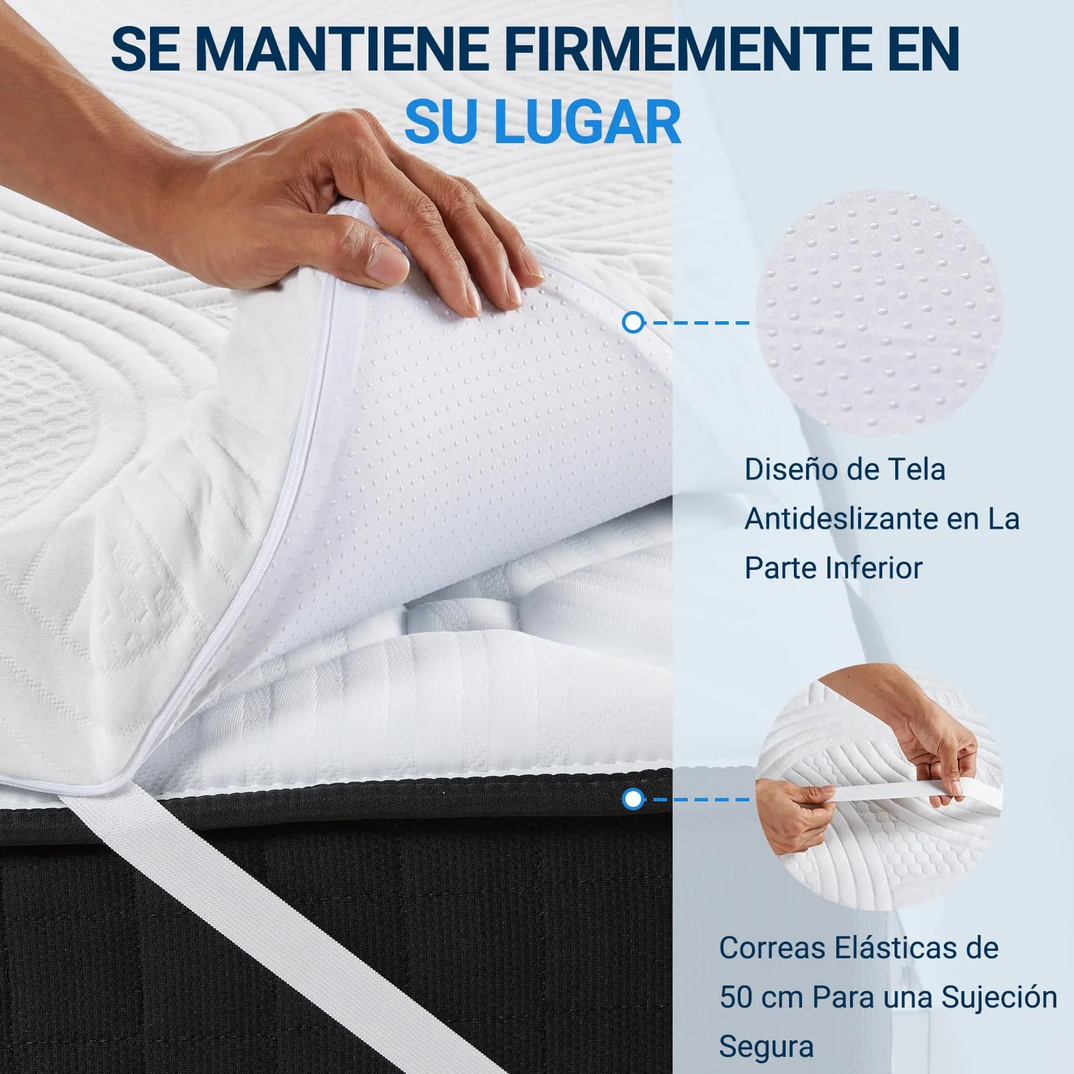 Avenco Topper Viscoelástico 140x200x5cm,Sobrecolchon Funda Extraible y Lavable,Topper Colchón de Reversible de Alta Densidad Diseño,Blanco