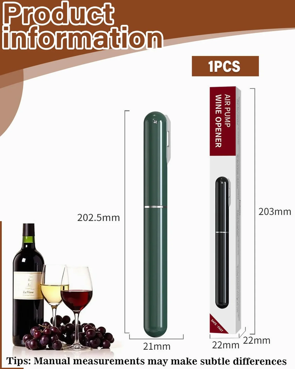 Abrelatas de vino de presión de aire 2 en 1,abridor de vino, abridor de botellas de vino, bomba de aire fácil de abrir, sacacorchos portátil de viaje para Fiesta Cumpleaños