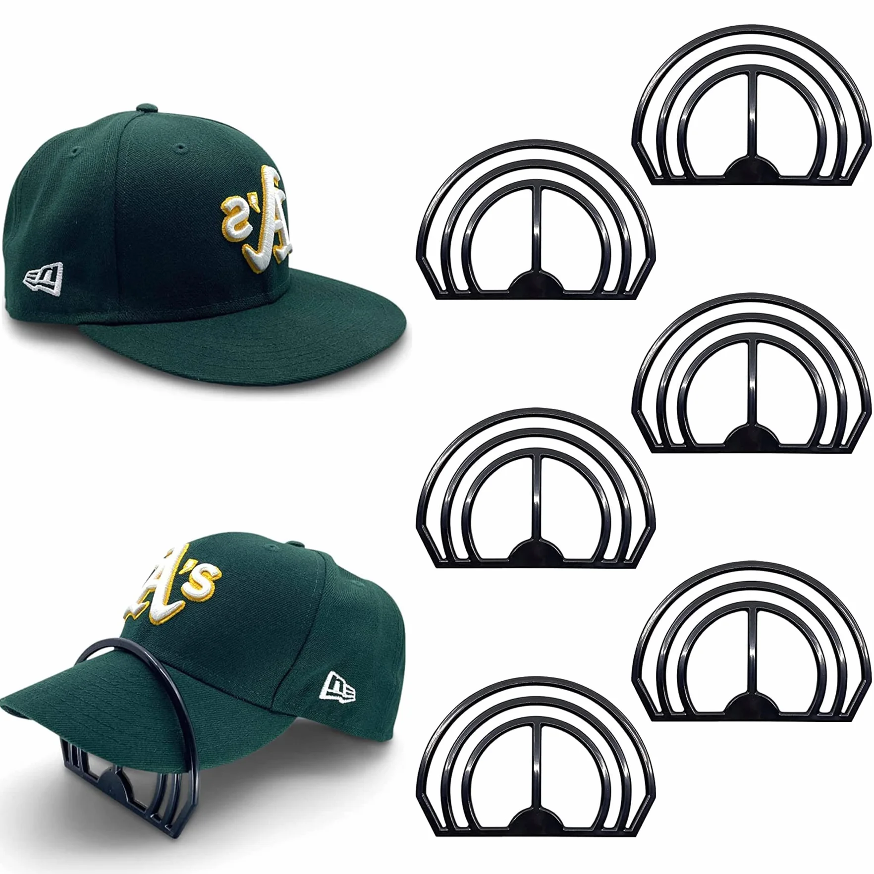 Juego de 6 dobladores de sombrero, banda curva, diseño práctico, color negro
