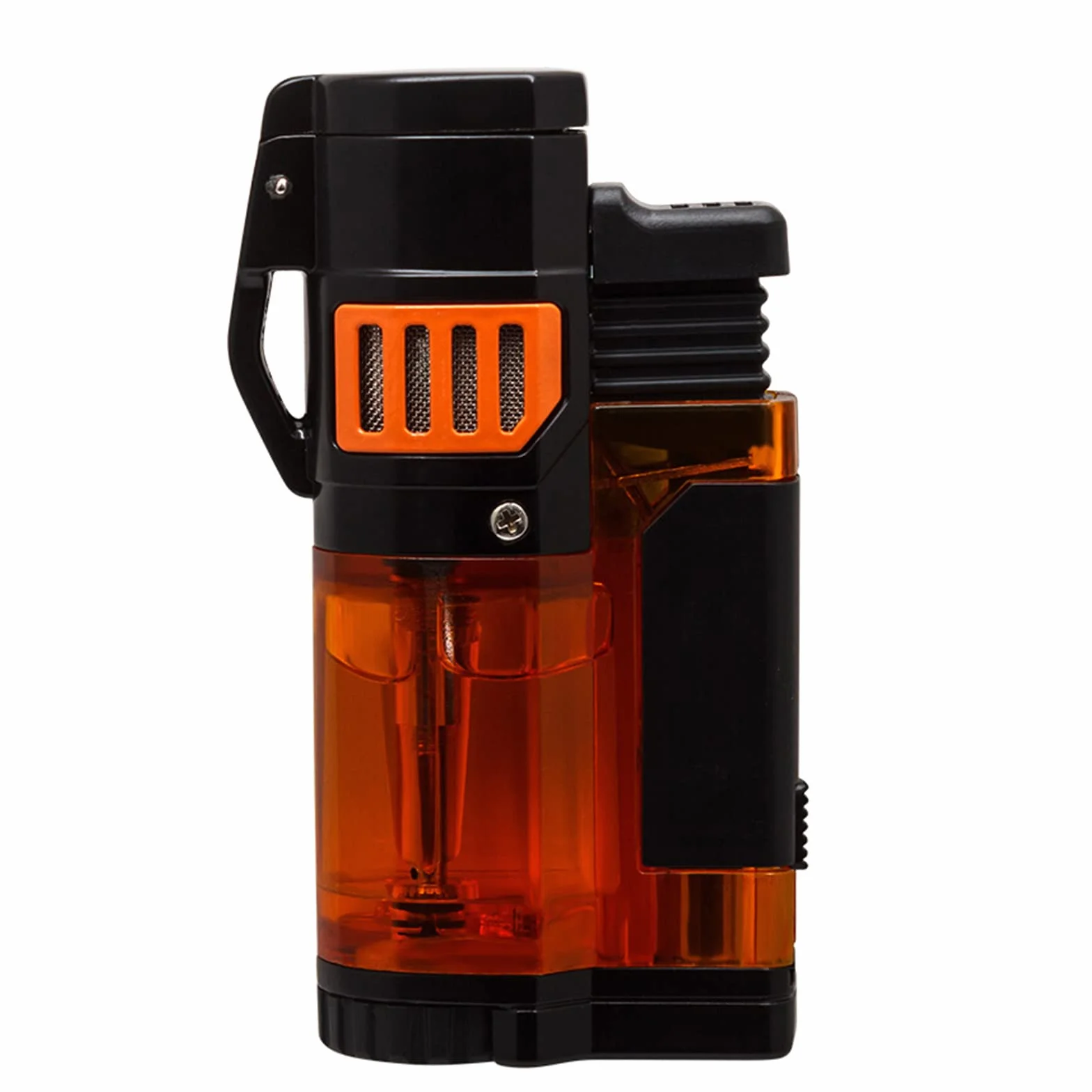 Encendedor de Cigarros de Bolsillo Triple Jet Blue Flame Antorcha Encendedores a Prueba de Viento Butano Recargable Gas Herramientas para Fumar con Perforadora de Metal,Orange