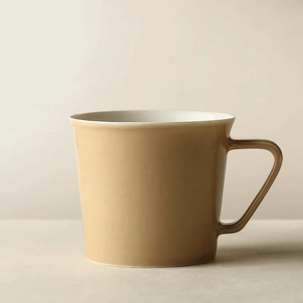 Tazas Taza de cerámica, 1 Pieza Tazas café 350 ml for el hogar, la Oficina, té con Leche, Latte y Capuchino Tazas de Café(Beige)