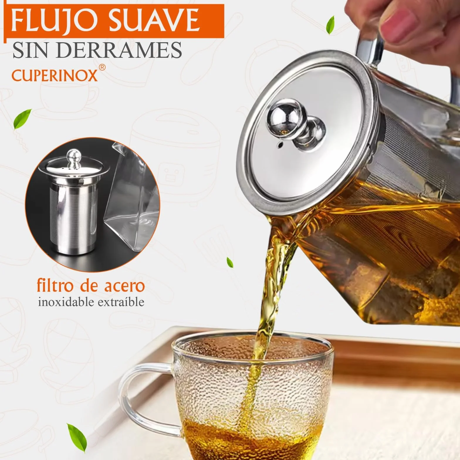 Tetera de Cristal con Infusor para Té e Infusiones, Resistente al Calor y Compatible con Microondas ** - Infusion Prestige Collection (350 ml)