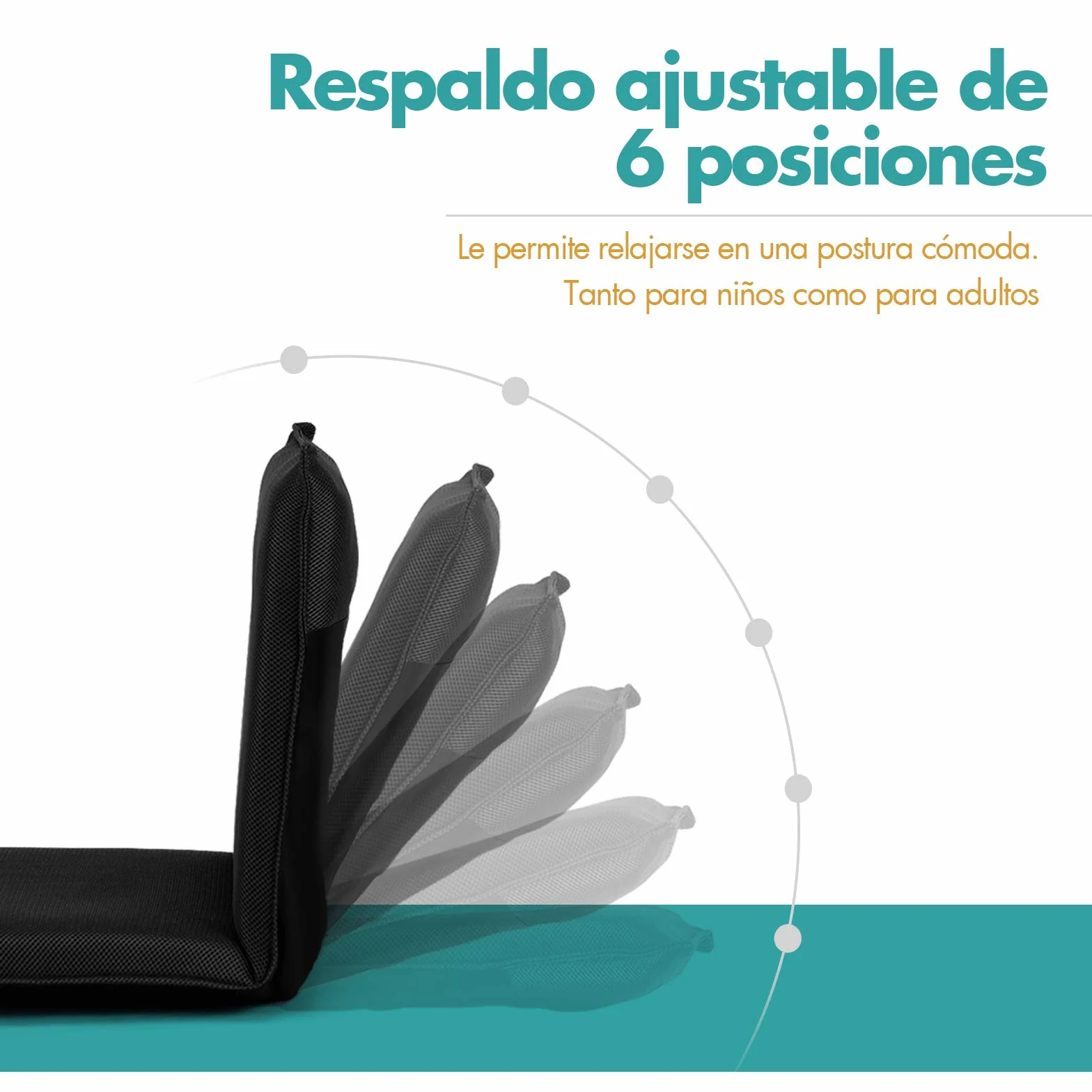 COSTWAY Silla Plegable de Suelo, Silla de Piso con Respaldo Ajustable de 6 Posiciones, Silla Tapizada para Salón Dormitorio Estudio, 98 x 44 x 7 cm (Negro)