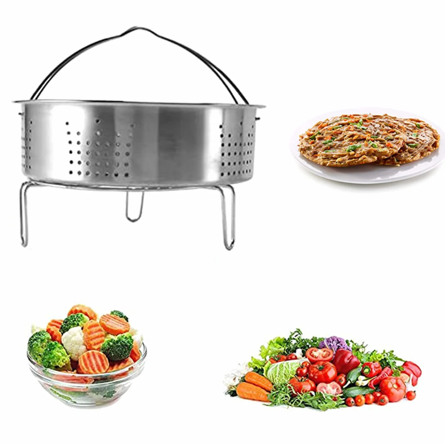 3 Piezas Rejillas Vaporera, Rejilla Vaporera Divisor, Rejilla Vaporera Huevos, Cesta Vapor Acero Inoxidable, Accesorios Olla Presión, Pared Divisoria Vaporera, para Verduras, Carne, Postres, Huevos