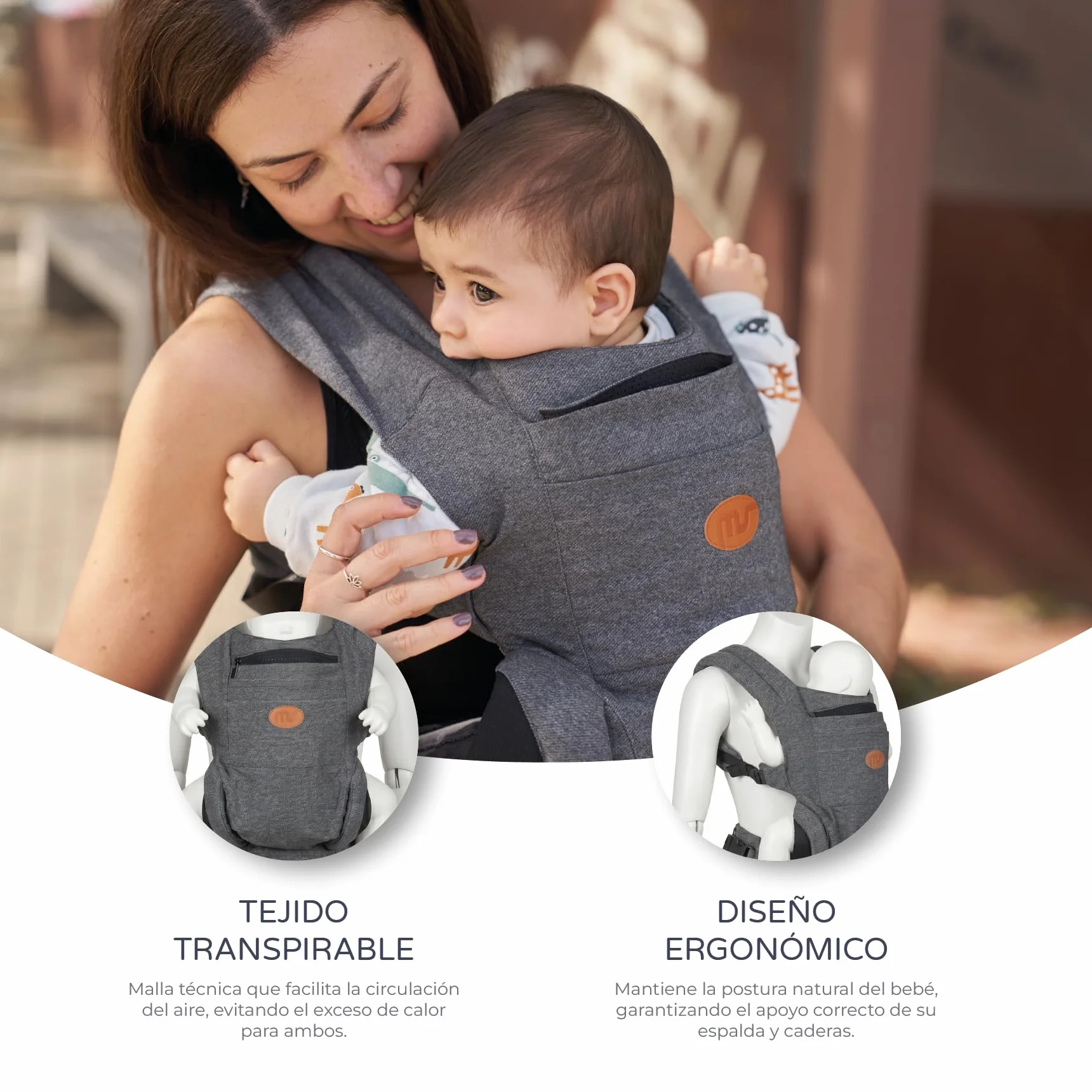 MS BabyWorld Kowari Portabebés Elástico Ergonómico Ajustable Hasta 15 kg