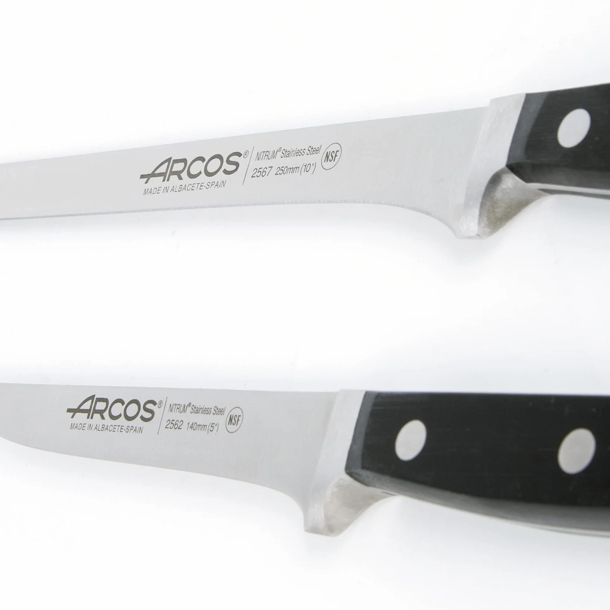 Arcos | Cuchillo Jamonero Cuchillo deshuesador | 2 Uds | Set cuchillos jamoneros 250 mm y cuchillo deshuesador (140 mm) jamonero profesional | cuchillo carnicero profesional | Eco