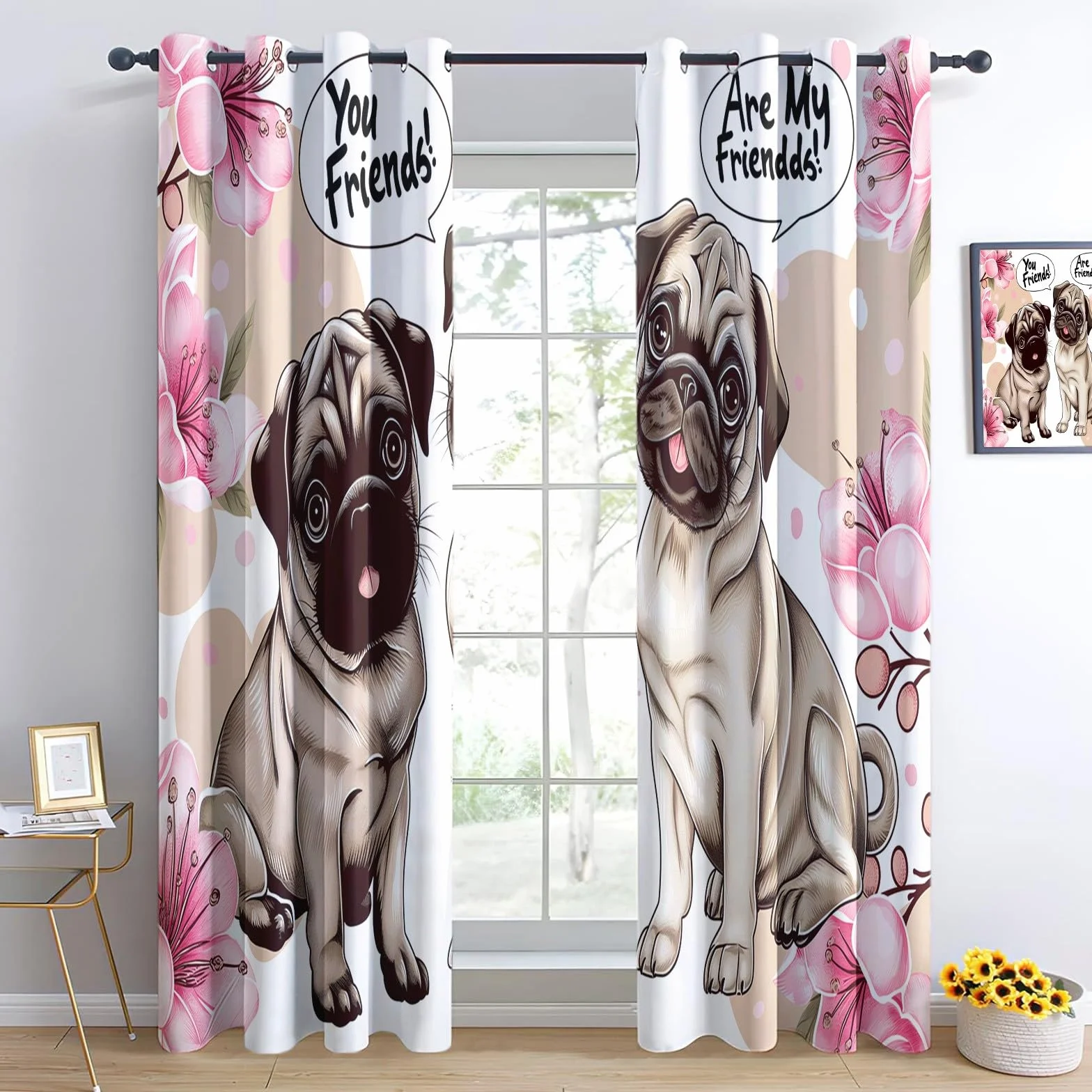 Cortinas opacas de poliéster de 46 pulgadas de ancho x 54 pulgadas de alto x 2 paneles de cortinas con ojales para ventana, aislamiento térmico, insonorizadas, cortinas de oscurecimiento de
