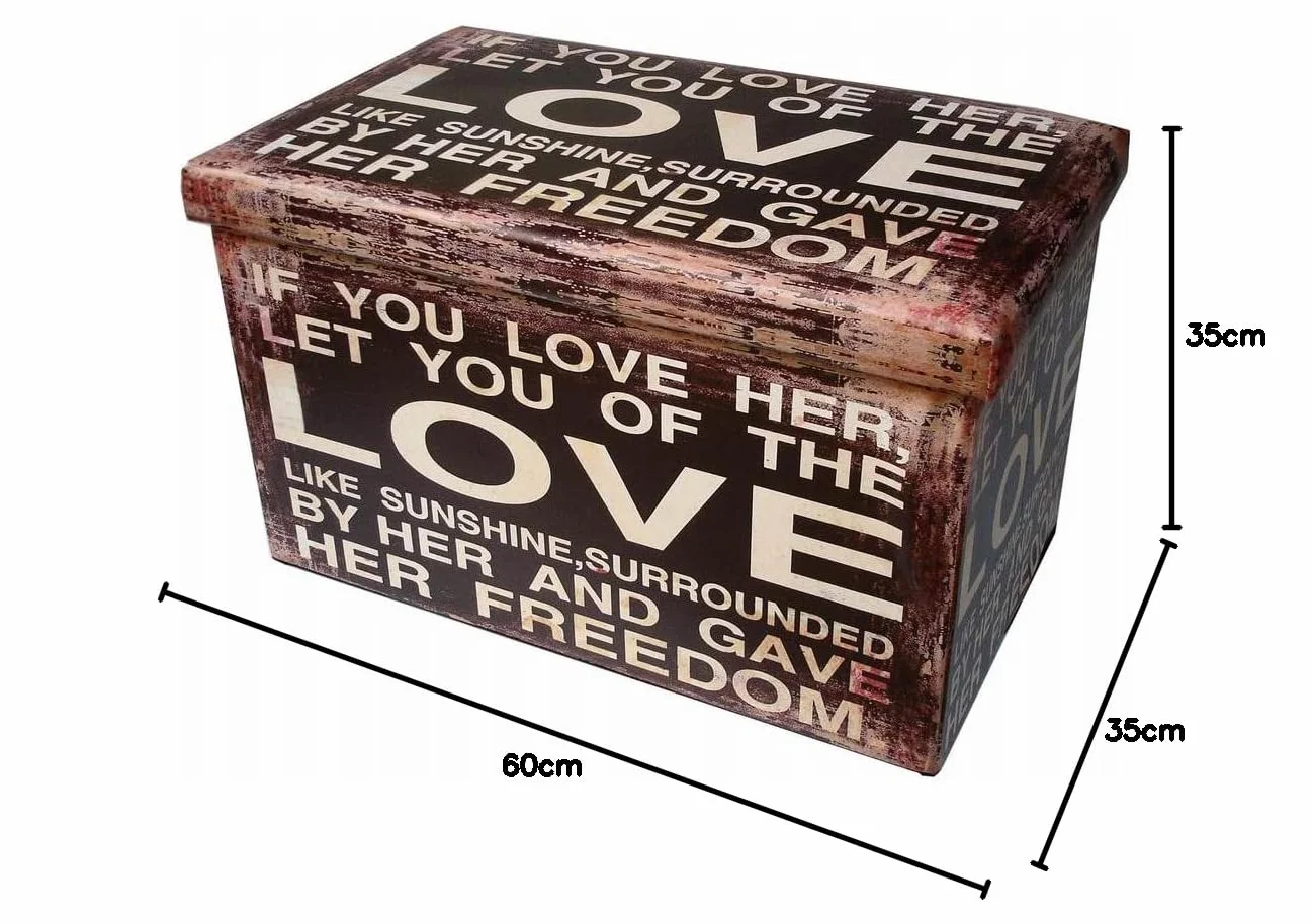 Biscottini Puf contenedor para niños y adultos 60 x 35 x 35 cm | Cajas de almacenamiento con tapa | Puf contenedor cuadrado con decoraciones