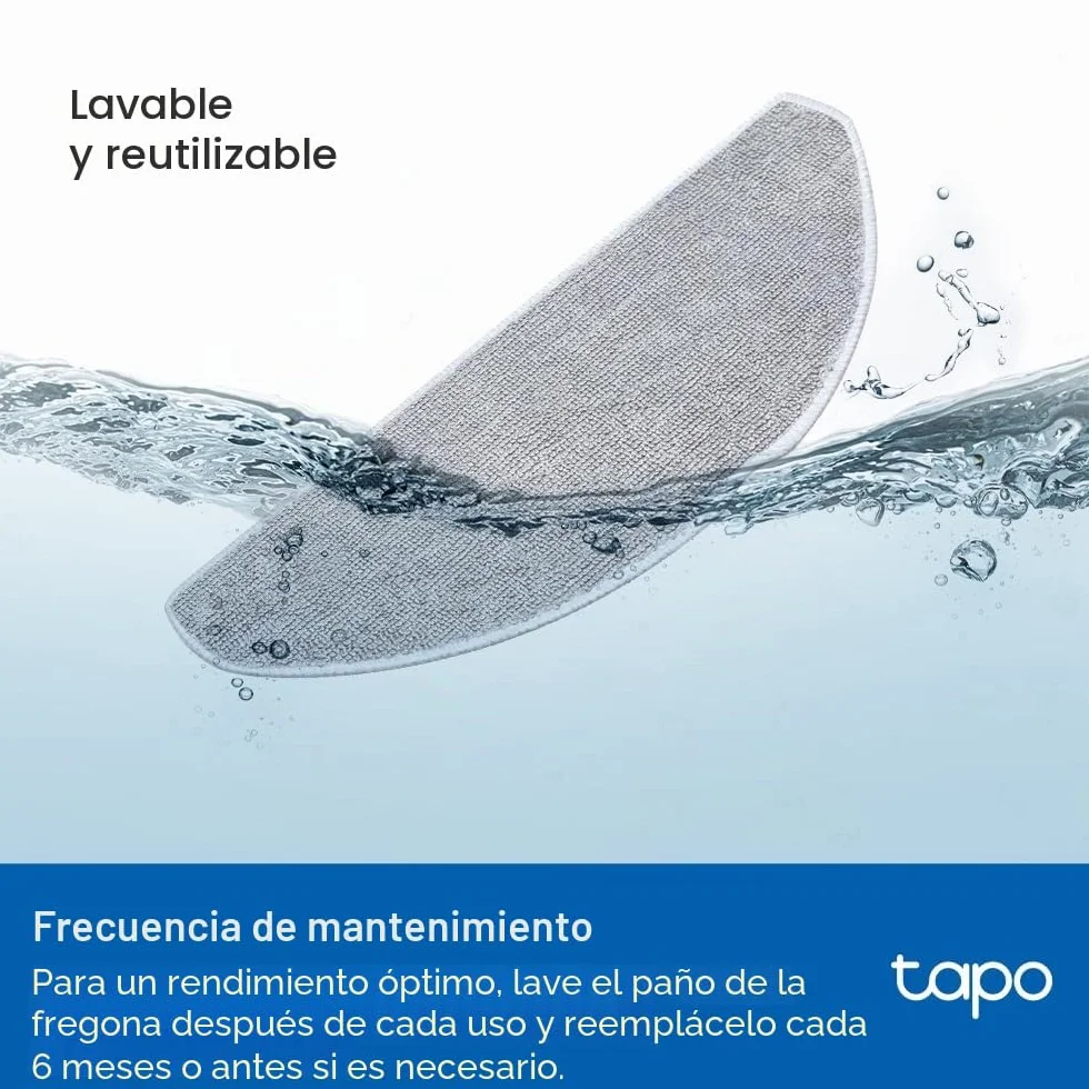 Tapo RVA301 Paño de fregona Lavable para aspiradora robótica, Compatible RV30 MAX Plus, RV30 MAX, RV20 MAX Plus, RV20 MAX