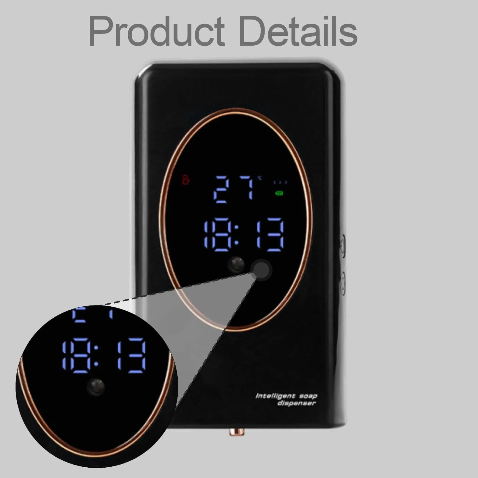 Dispensador Automático de Jabón con de Espuma Ajustable Montado en Pared Y Depósito Grande Inteligente Y Función Impermeable Adecuado P, Negro, Individual