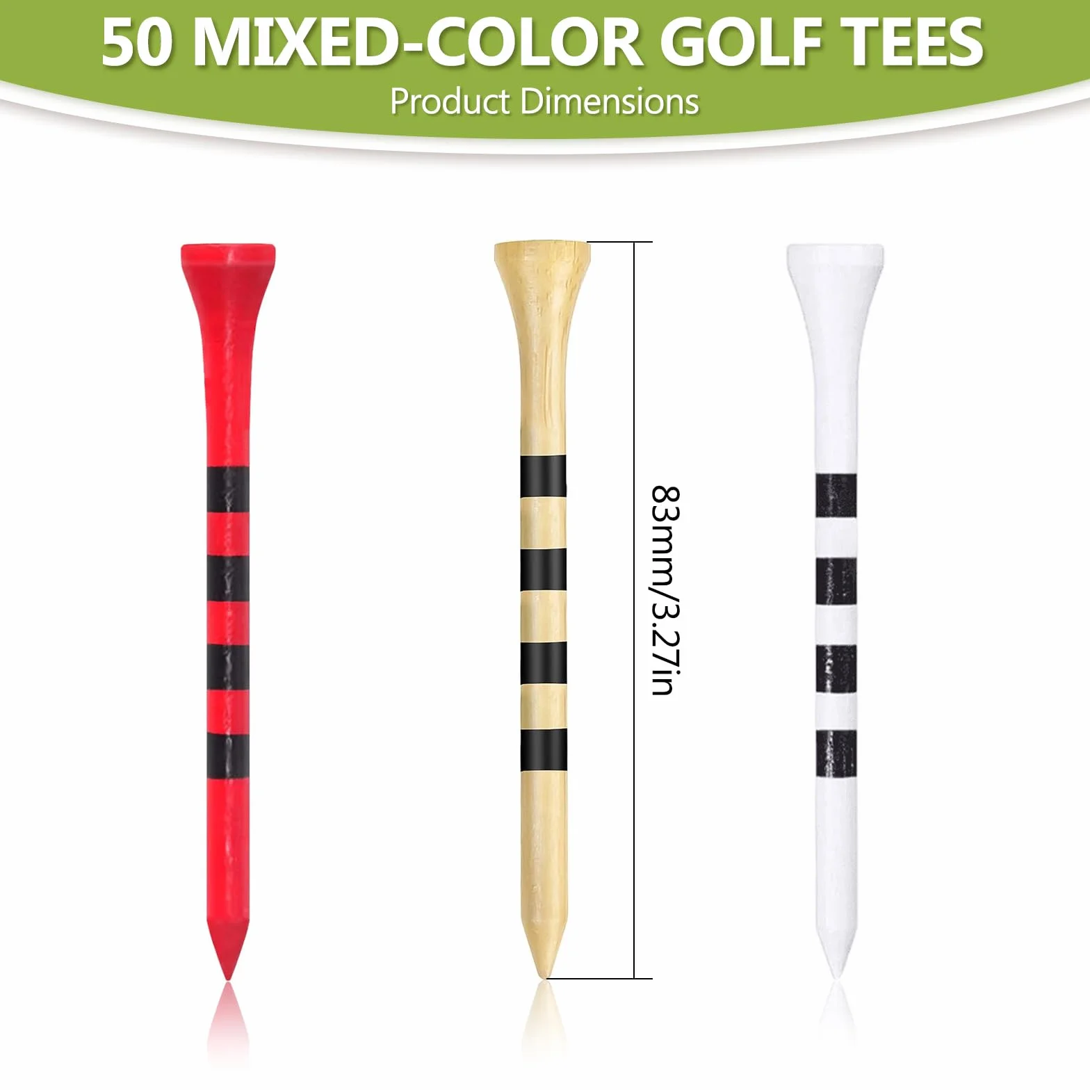 50 Pezzi Golf Tees 83 mm Madera Camiseta Larga Sostenibles Accesorios Golf Práctica Juego