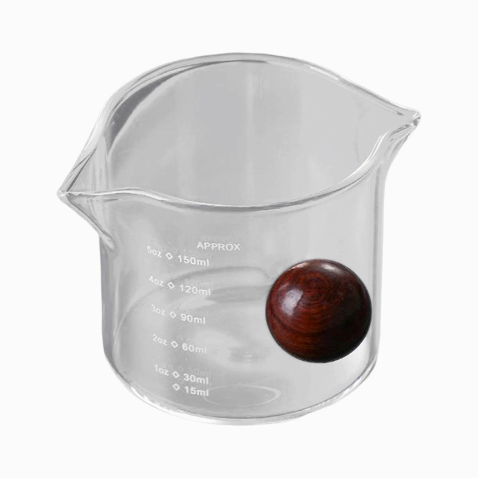 5 Piezas Vaso Medidor de Vidrio Taza Medidora Jarra con Doble Taza de Espresso con Doble Resistente al con Mango de Madera Adecuado, 6 Piezas