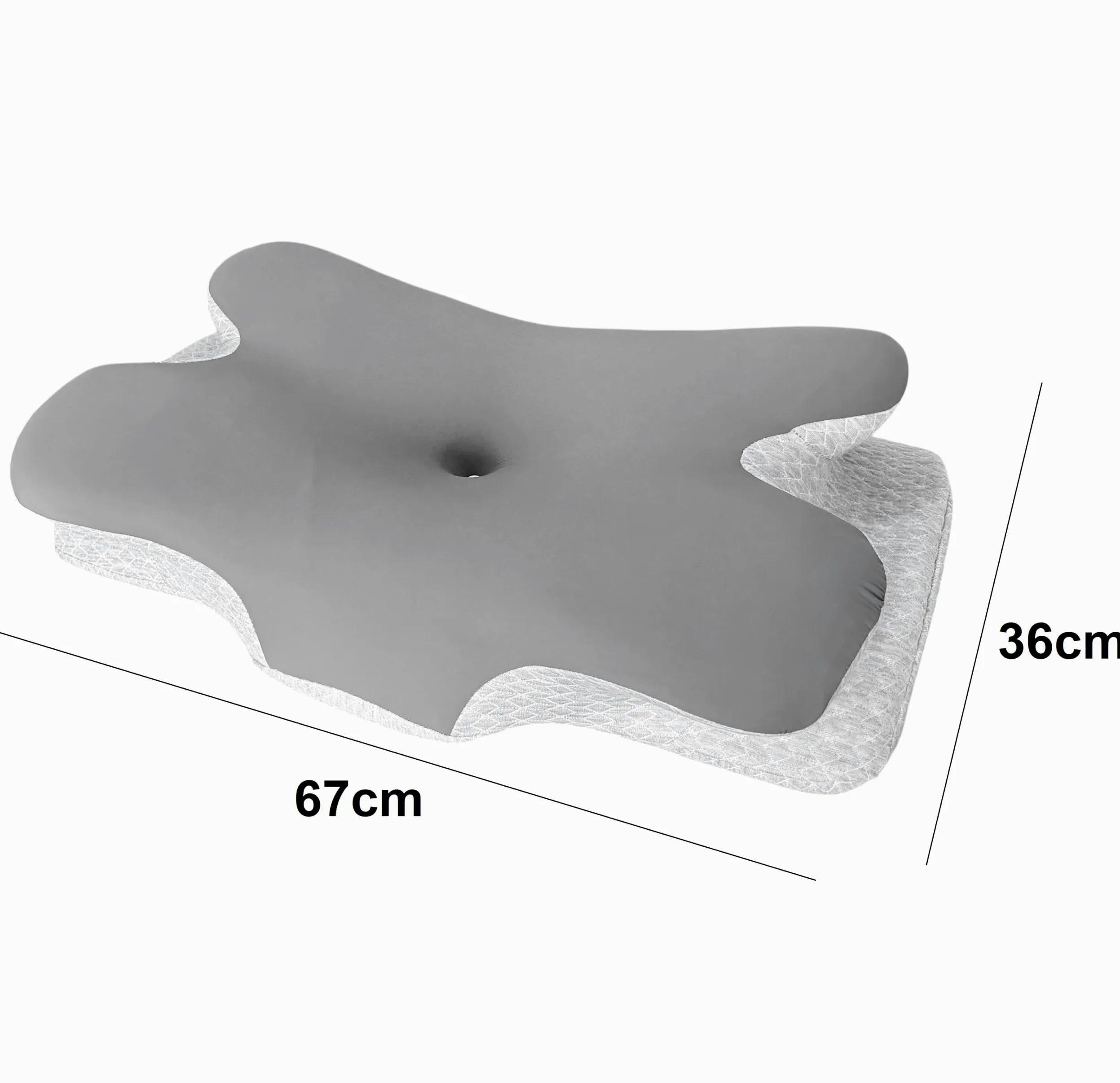 Almohada Cervical Espuma Viscoelástica Ergonómica, 67x36x10/12 cm | Diseño Mariposa, Para Dormir de Lado, Boca Arriba y Boca Abajo, OEKO TEX, Con Cremallera