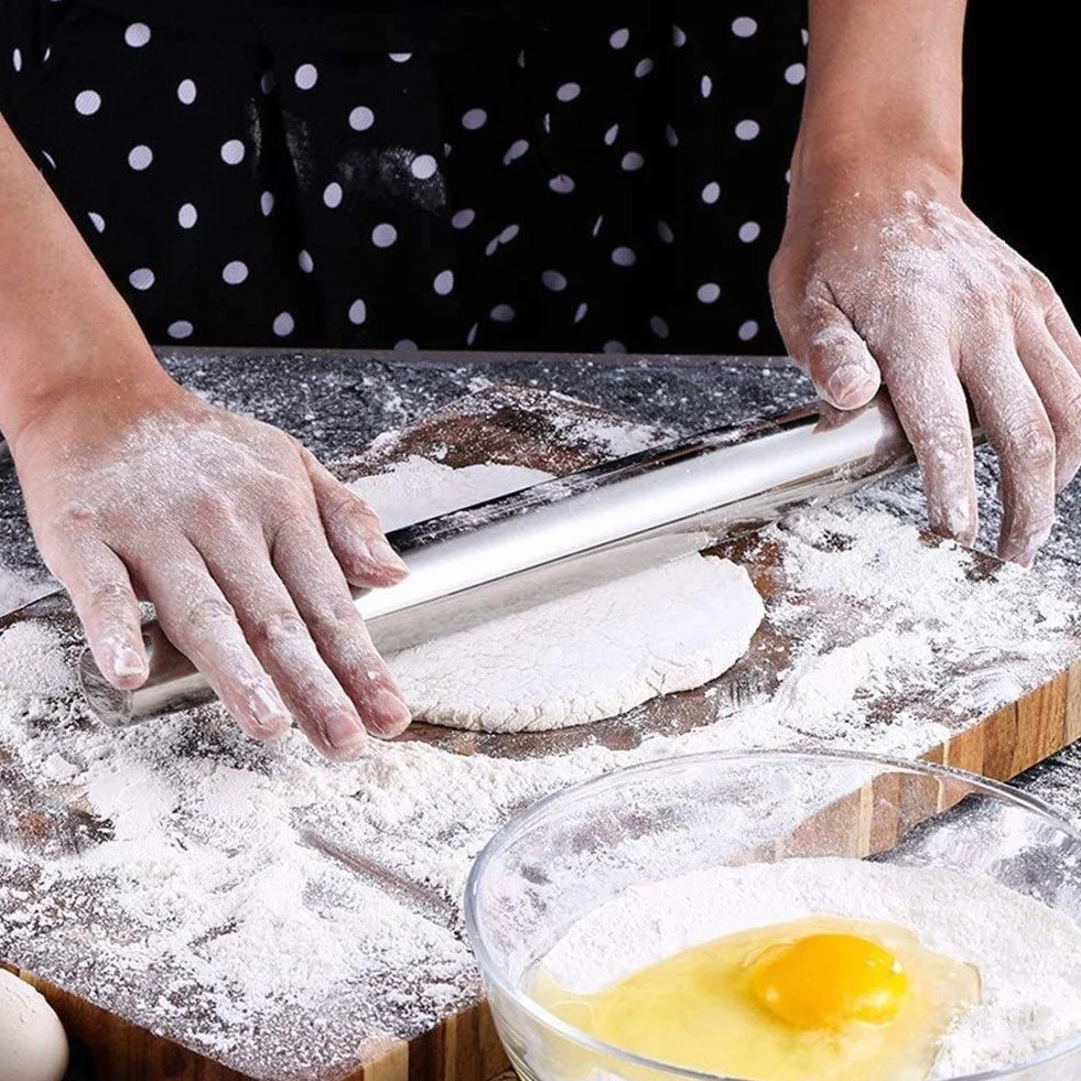 13"Pin de Rodadura de Acero Inoxidable Profesional de 13" □ Rodillo de Masa para panaderos Hacer Pizza, Galletas, pastelería, Pasta, Masa de albóndigas