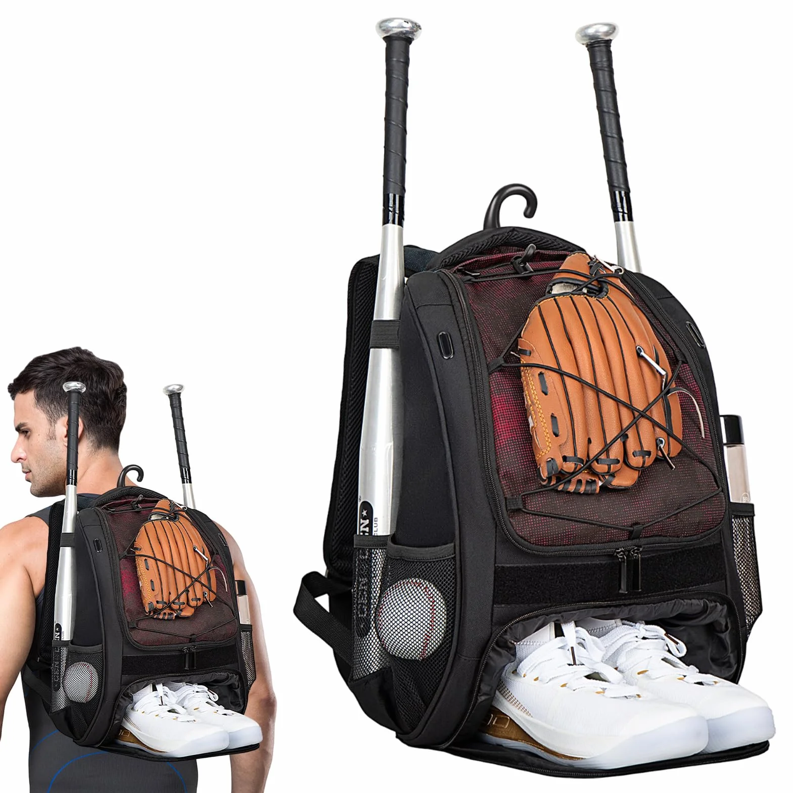 Bolsa de sóftbol y béisbol para niños, mochila con compartimento para zapatos, de gran capacidad