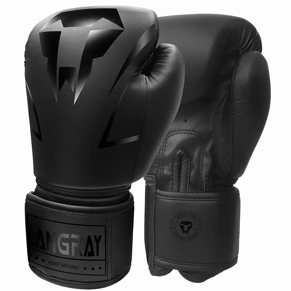 LangRay Guantes de Boxeo de Cuero PU para Muay Thai Kickboxing Entrenamiento y Sparring