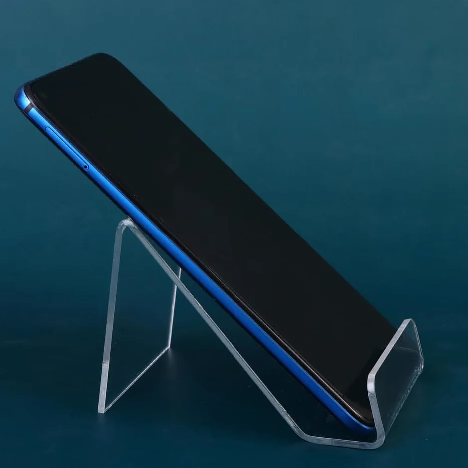 Hemobllo - Soporte de teléfono transparente acrílico 8,50 x 6,50 x 5,50 cm, lote de 10 soportes sólidos para smartphone oficina en casa, ver vídeos webcast