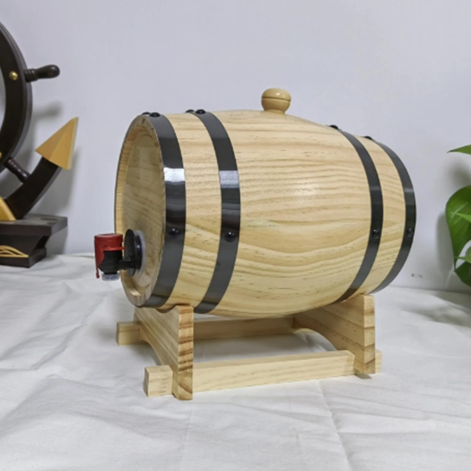MagiDeal Barril de Vino de Madera de 1L/1,5 l/3L, Barril de Cerveza de Gran Capacidad, Barril de envejecimiento de Roble, Barril de Whisky, Barril de, 3L