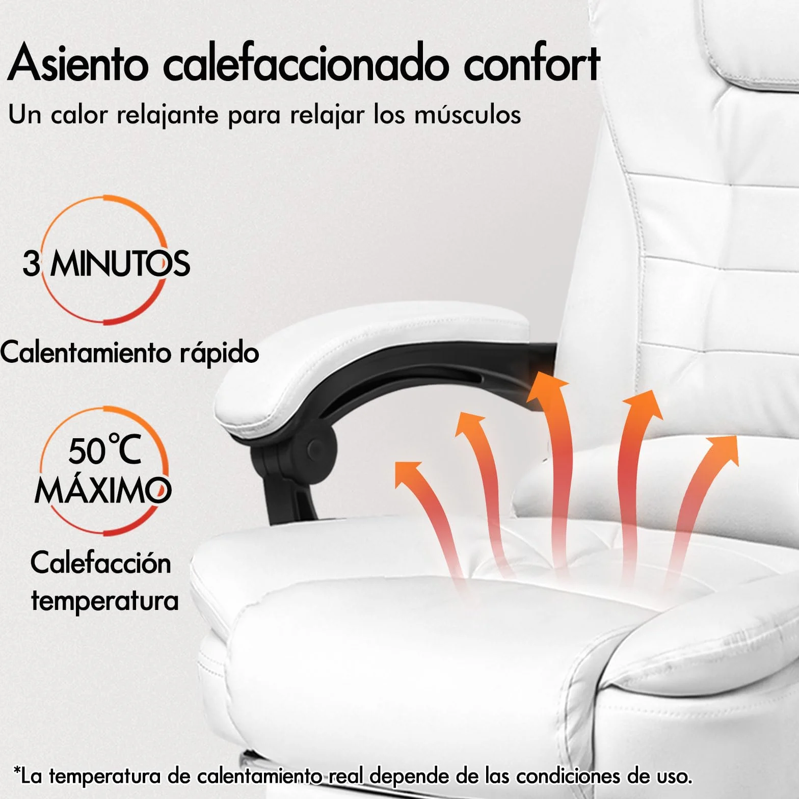ALFORDSON Silla Oficina Ejecutiva con Masaje, Silla Ergonómica Escritorio con Función de Asiento Calefactable, Reposapiés Retráctil, Reclinable 150°, Cadeira de Ordenador Giratoria, Cuero PU(Blanca)