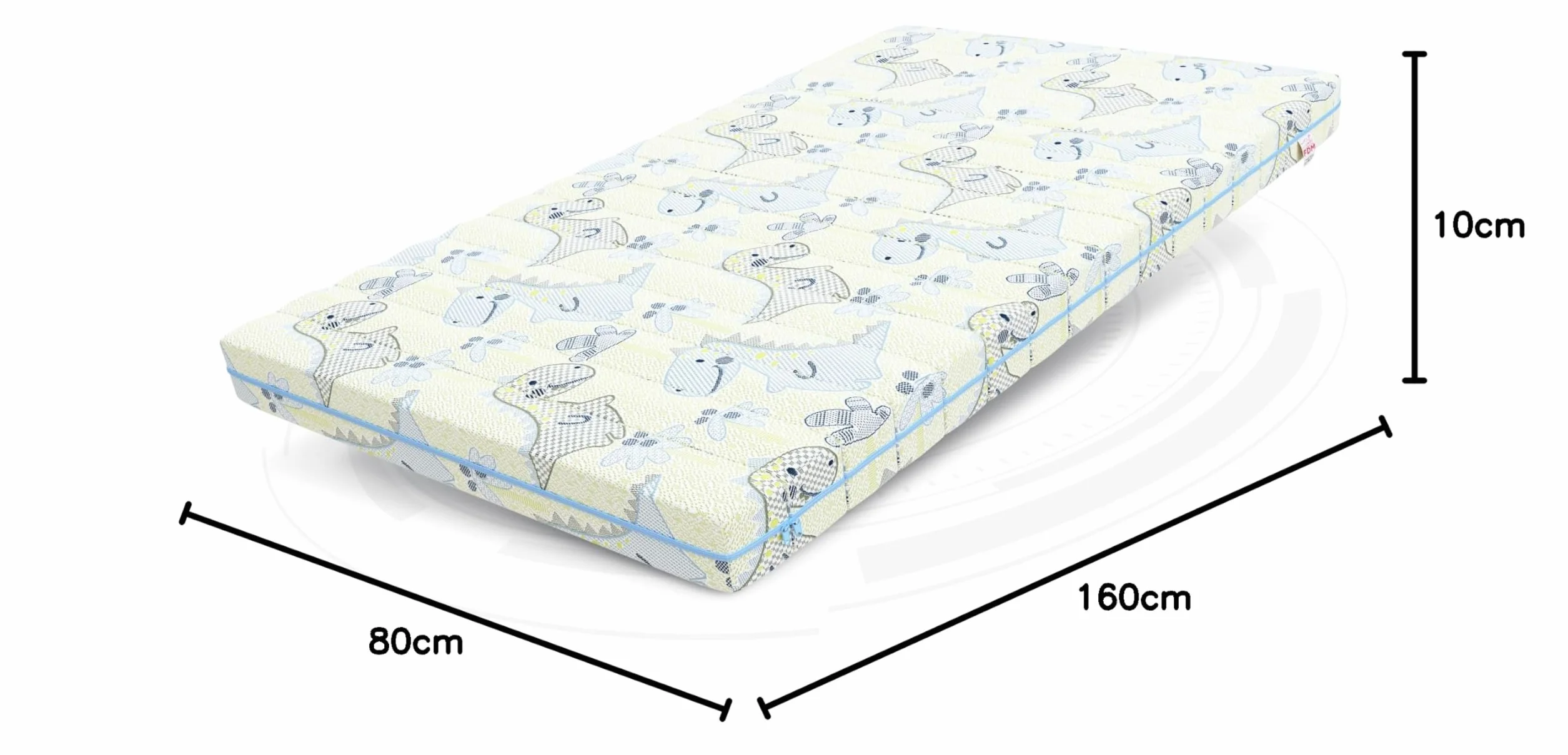 FDM Somnia - Colchón Infantil de Espuma fría, 80 x 160 cm, Altura de 10 cm, dureza H3, Certificado Öko-Tex, Funda Lavable