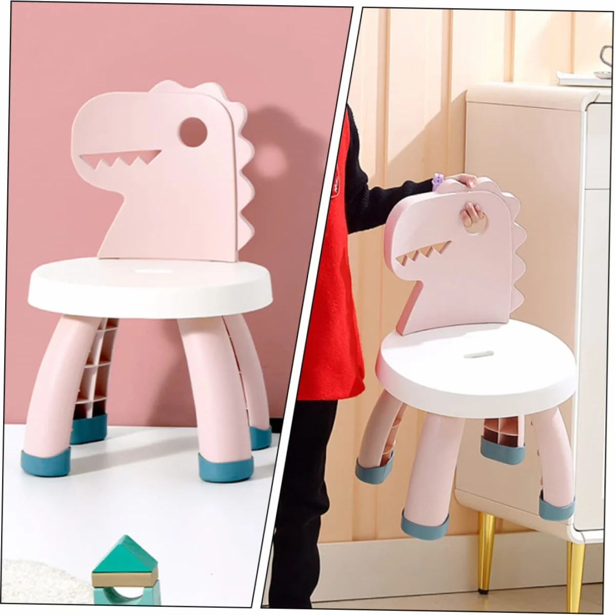 Silla Infantil Respaldo Anticaídas, Taburete para Niños Pequeños, Diseño de Dinosaurio, PP y PVC para Asiento Infantil
