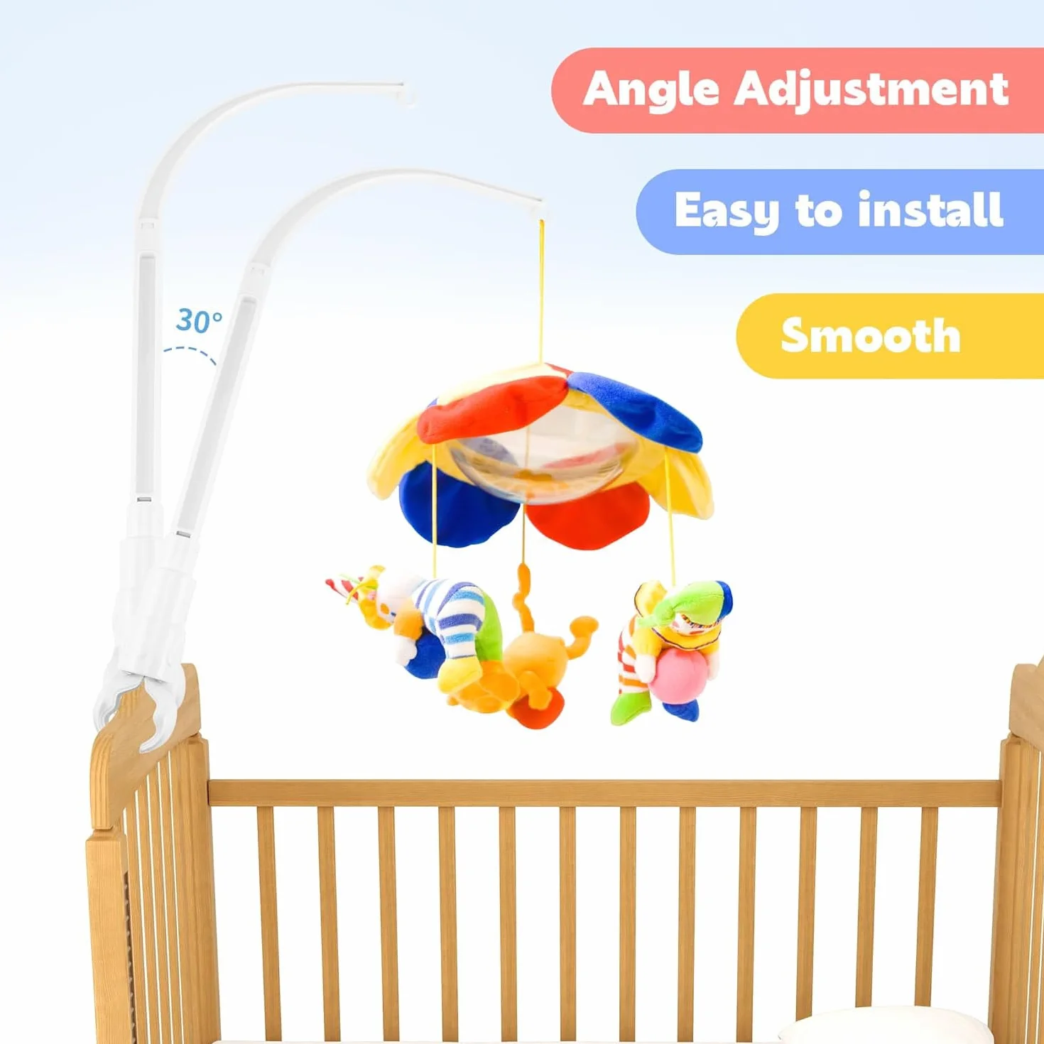 Soporte Móvil para Bebés, Soporte Campanilla Cuna Móvil, Soporte Móvil Ajustable para Bebés, Soporte para Móvil para Bebé, Soporte de Campana de Cama para Colgar Campanillas Decoración