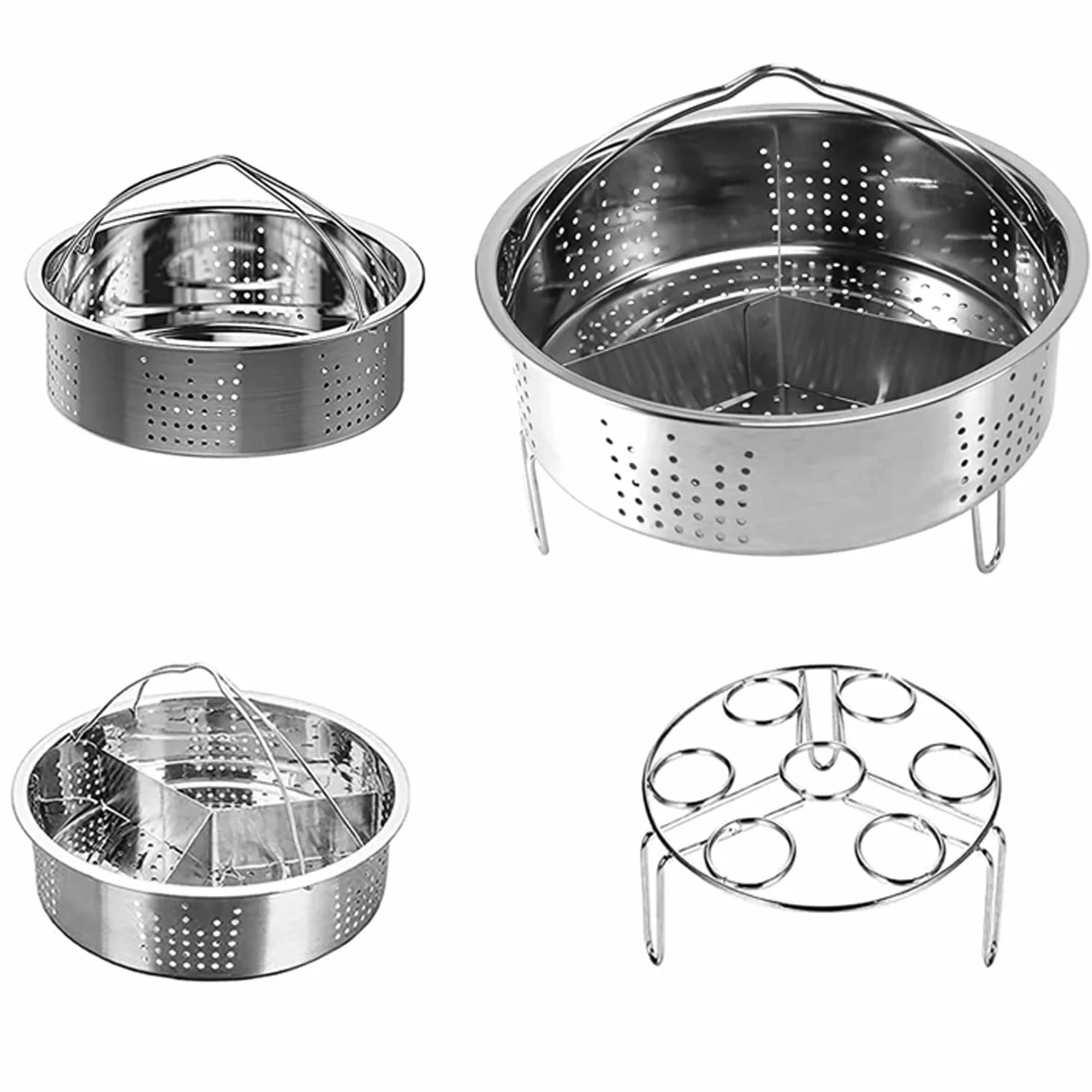 3 Piezas Rejillas Vaporera, Rejilla Vaporera Divisor, Rejilla Vaporera Huevos, Cesta Vapor Acero Inoxidable, Accesorios Olla Presión, Pared Divisoria Vaporera, para Verduras, Carne, Postres, Huevos
